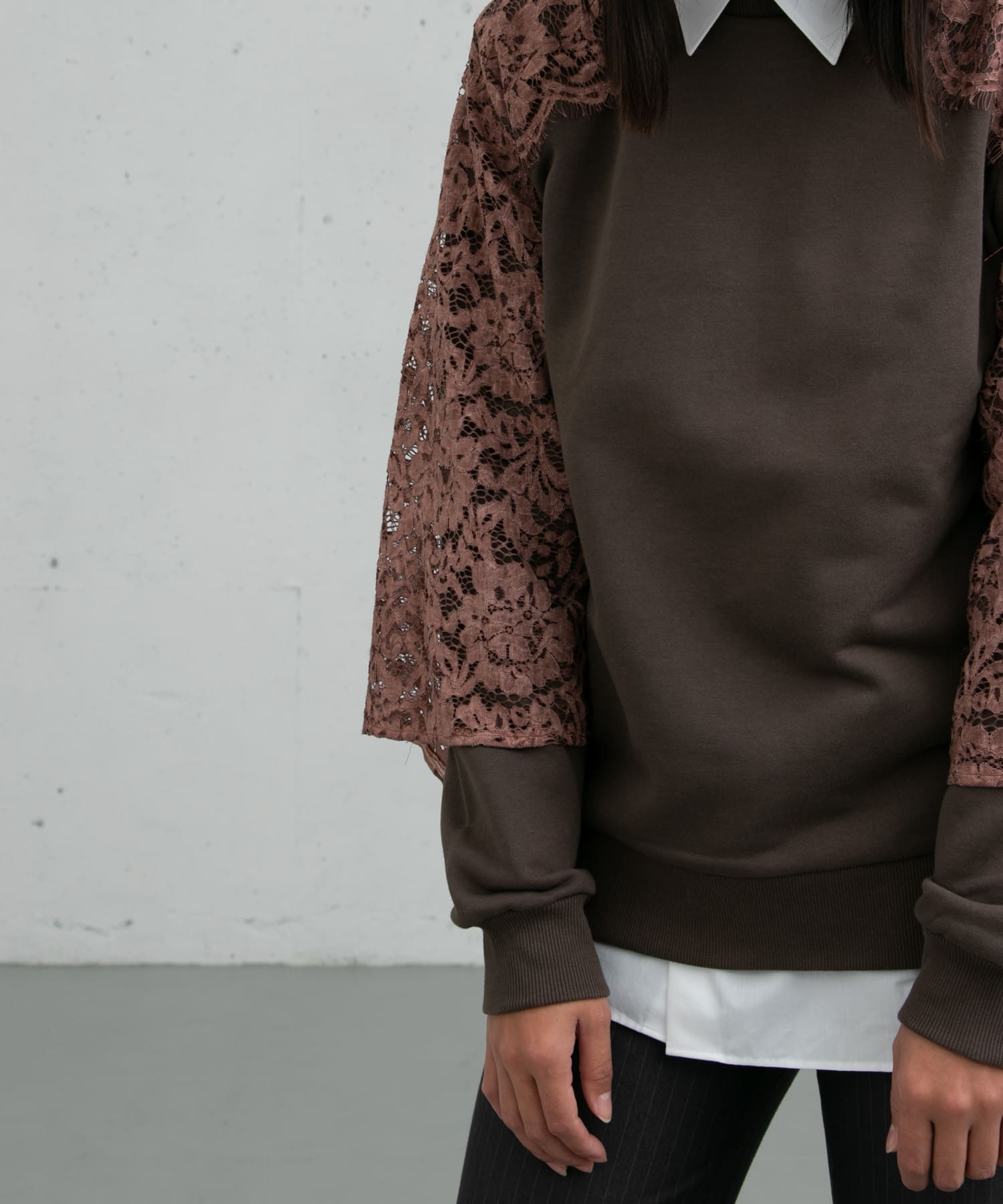 ザ グッドランド マーケット　Keira-race long sleeves ASH PINK M