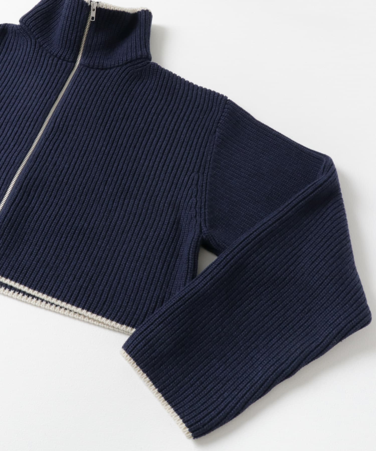 ザ グッドランド マーケット　CROPPED KNIT ZIP TOPS NAVY one