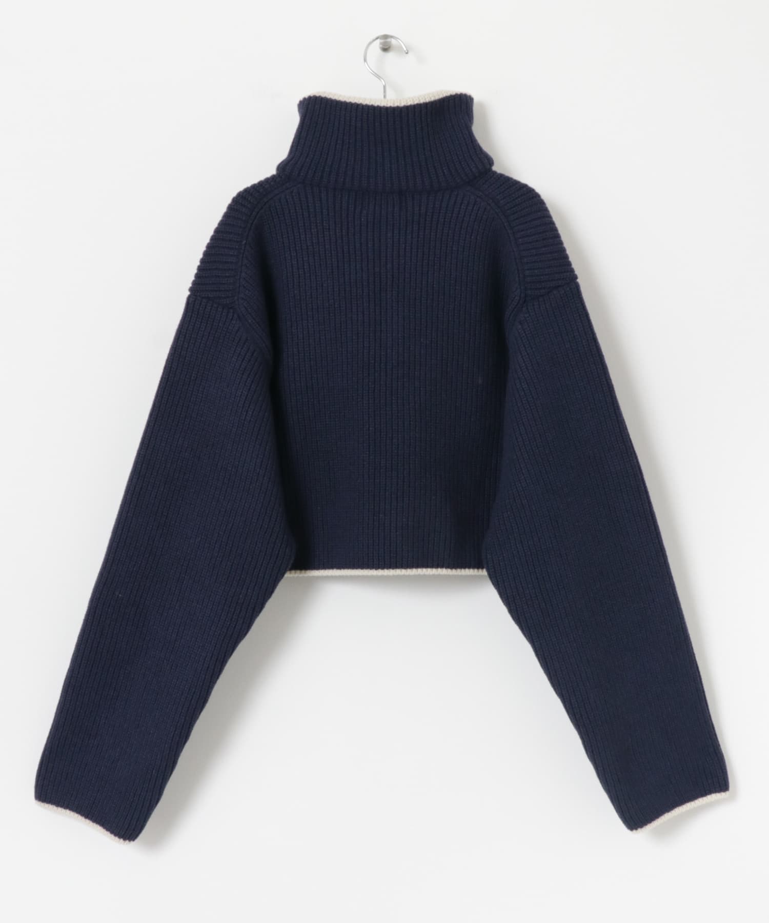 ザ グッドランド マーケット　CROPPED KNIT ZIP TOPS NAVY one