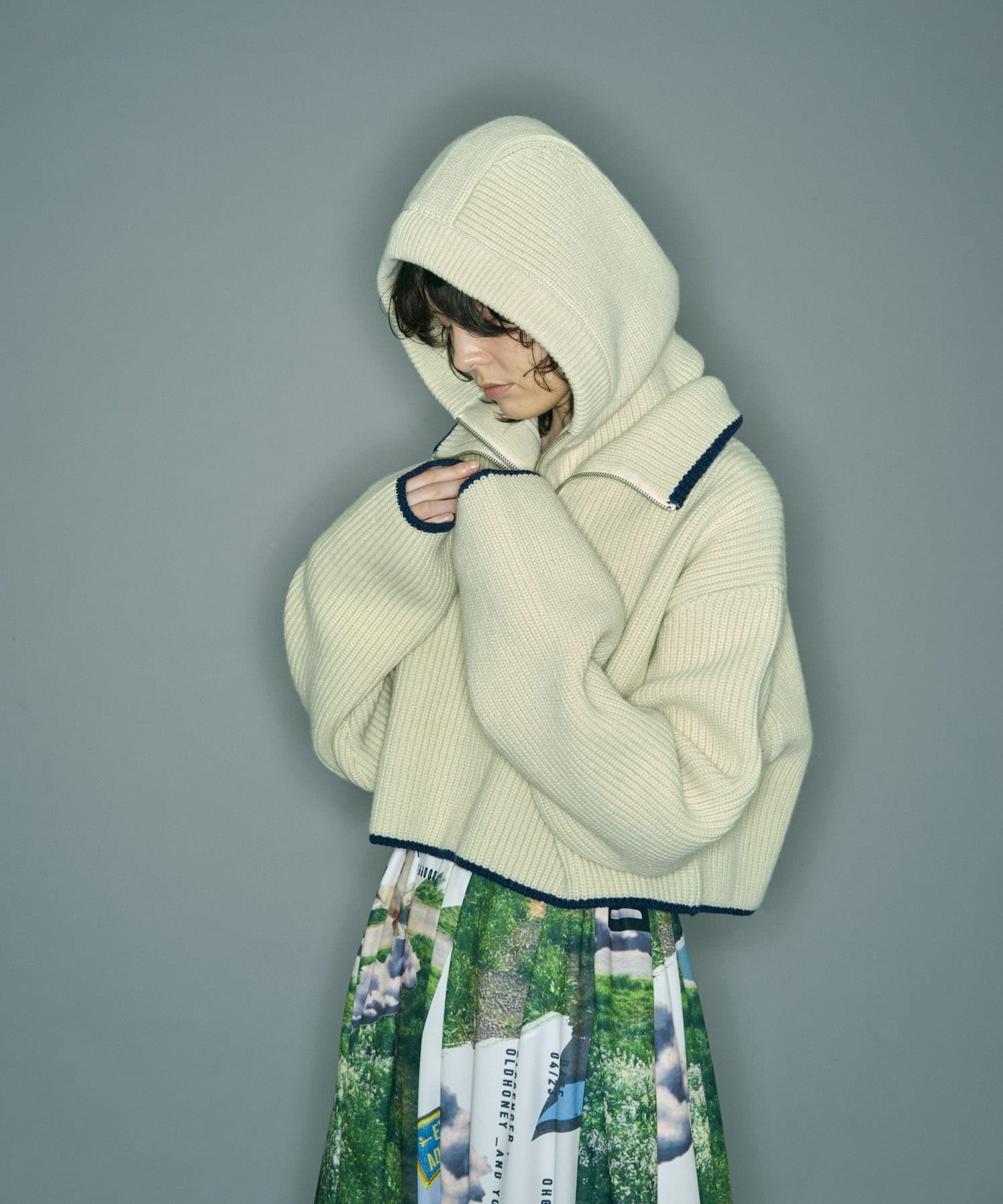 ザ グッドランド マーケット　CROPPED KNIT ZIP TOPS