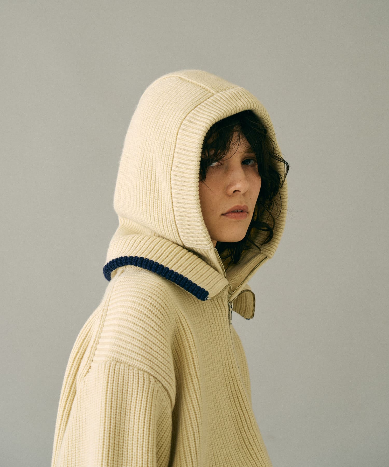 ザ グッドランド マーケット　KNIT ZIP BALACLAVA IVORY one