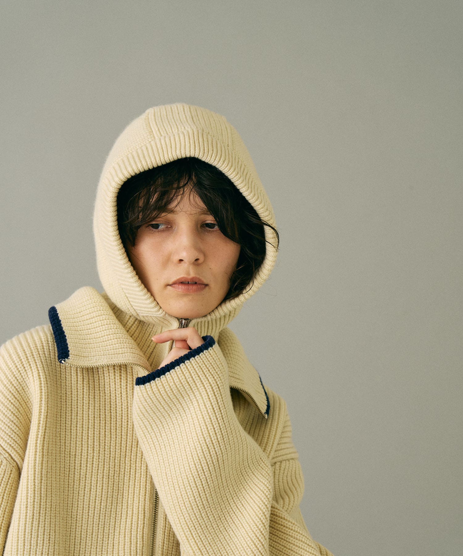 ザ グッドランド マーケット　KNIT ZIP BALACLAVA IVORY one