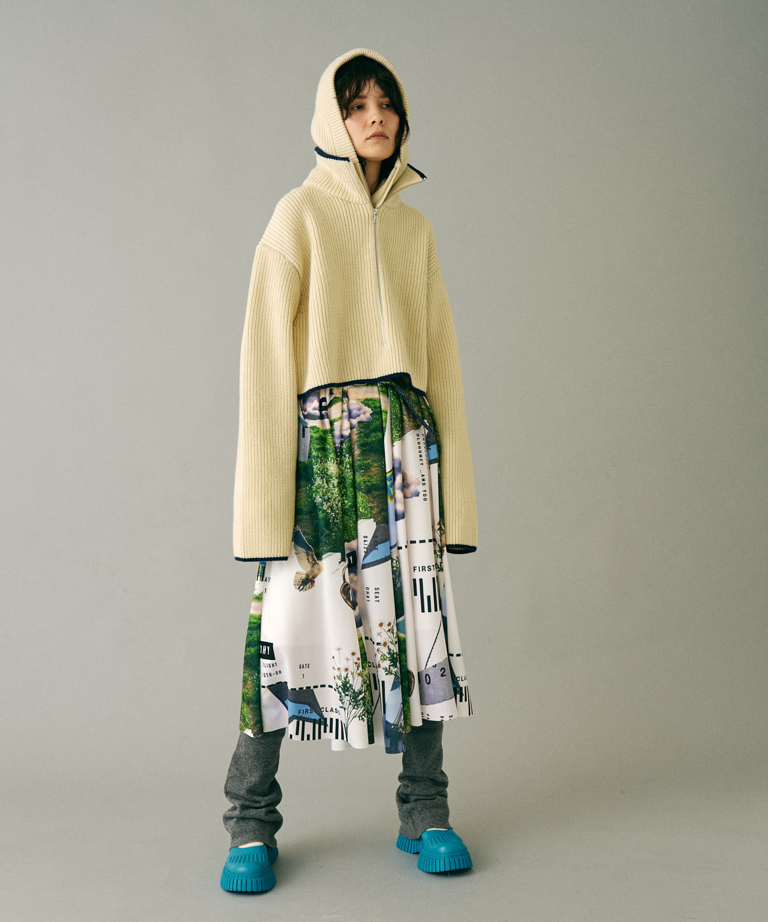 ザ グッドランド マーケット　KNIT ZIP BALACLAVA IVORY one