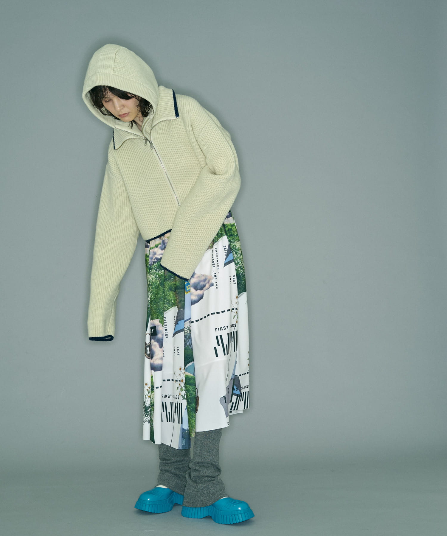 ザ グッドランド マーケット　KNIT ZIP BALACLAVA IVORY one