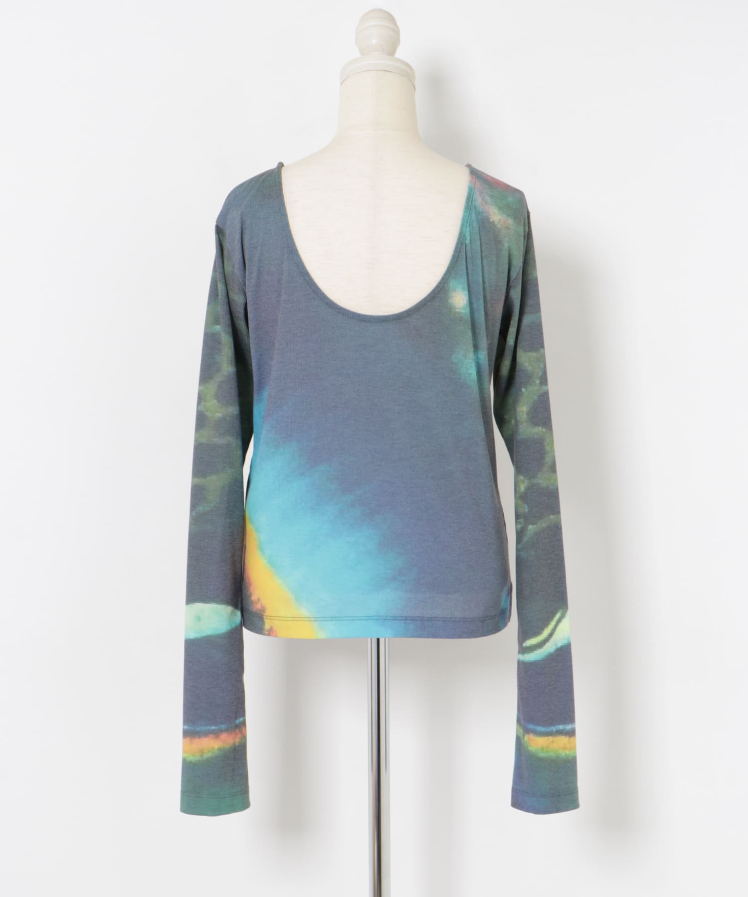 cwtch　BACKOPEN l/S PRINT T-SHIRTS NAVY FREE