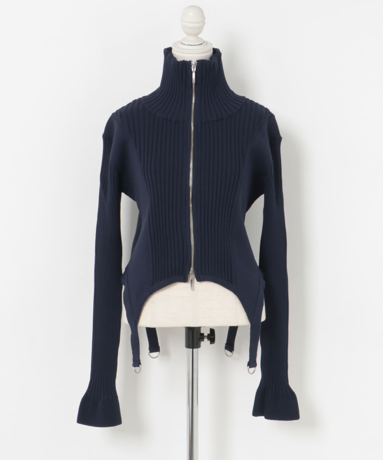 cwtch　COTTON KNIT ZIPTOPS NAVY FREE