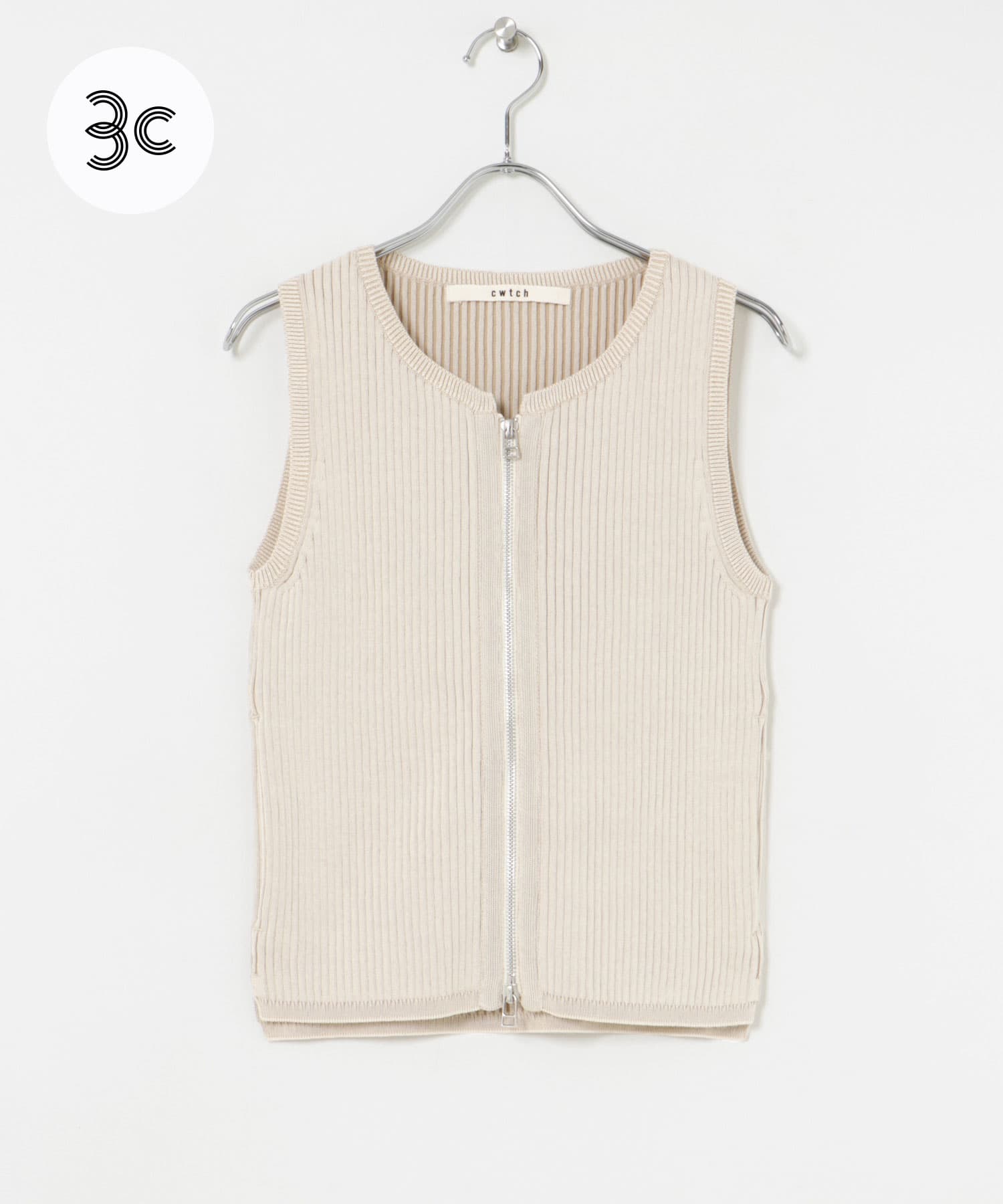 cwtch　SLEEVE LESS ZIPTOPS IVORY FREE