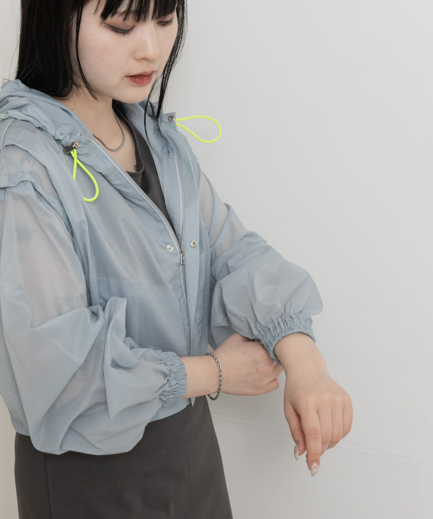 cwtch　2WAY SHEER BLOUSON L.BLUE FREE