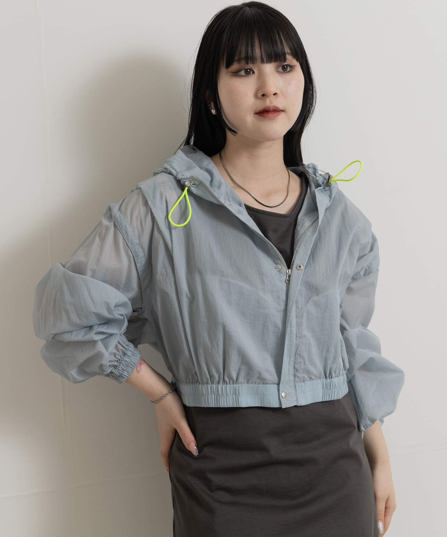 cwtch　2WAY SHEER BLOUSON L.BLUE FREE