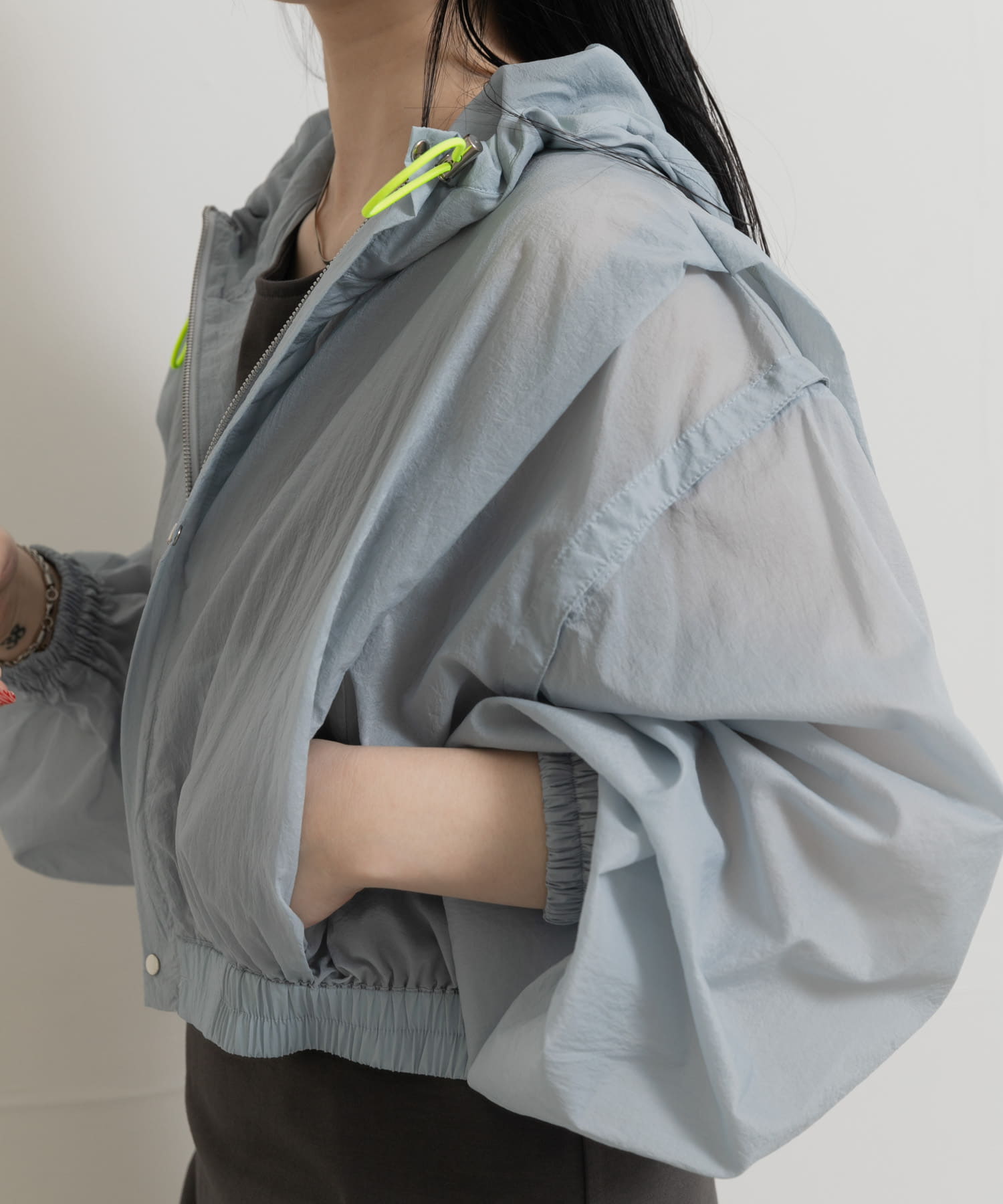 cwtch　2WAY SHEER BLOUSON L.BLUE FREE