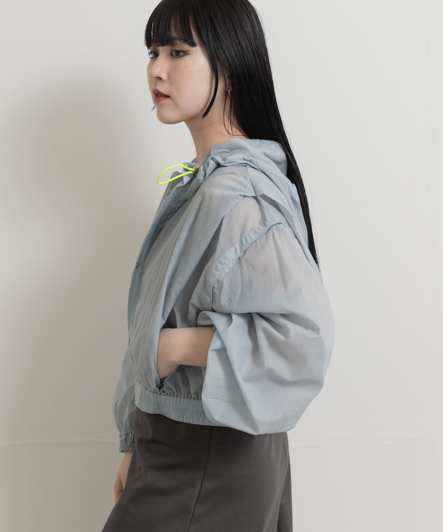 cwtch　2WAY SHEER BLOUSON L.BLUE FREE