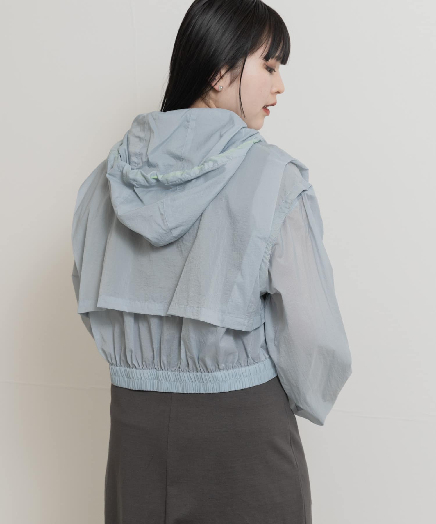 cwtch　2WAY SHEER BLOUSON L.BLUE FREE