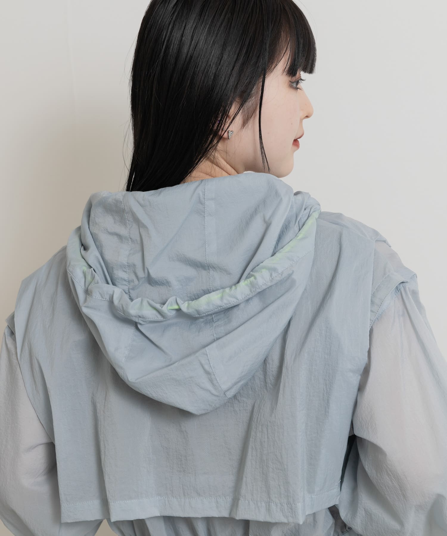 cwtch　2WAY SHEER BLOUSON L.BLUE FREE
