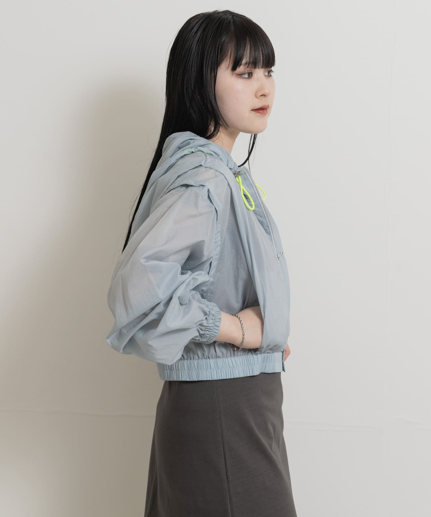 cwtch　2WAY SHEER BLOUSON L.BLUE FREE