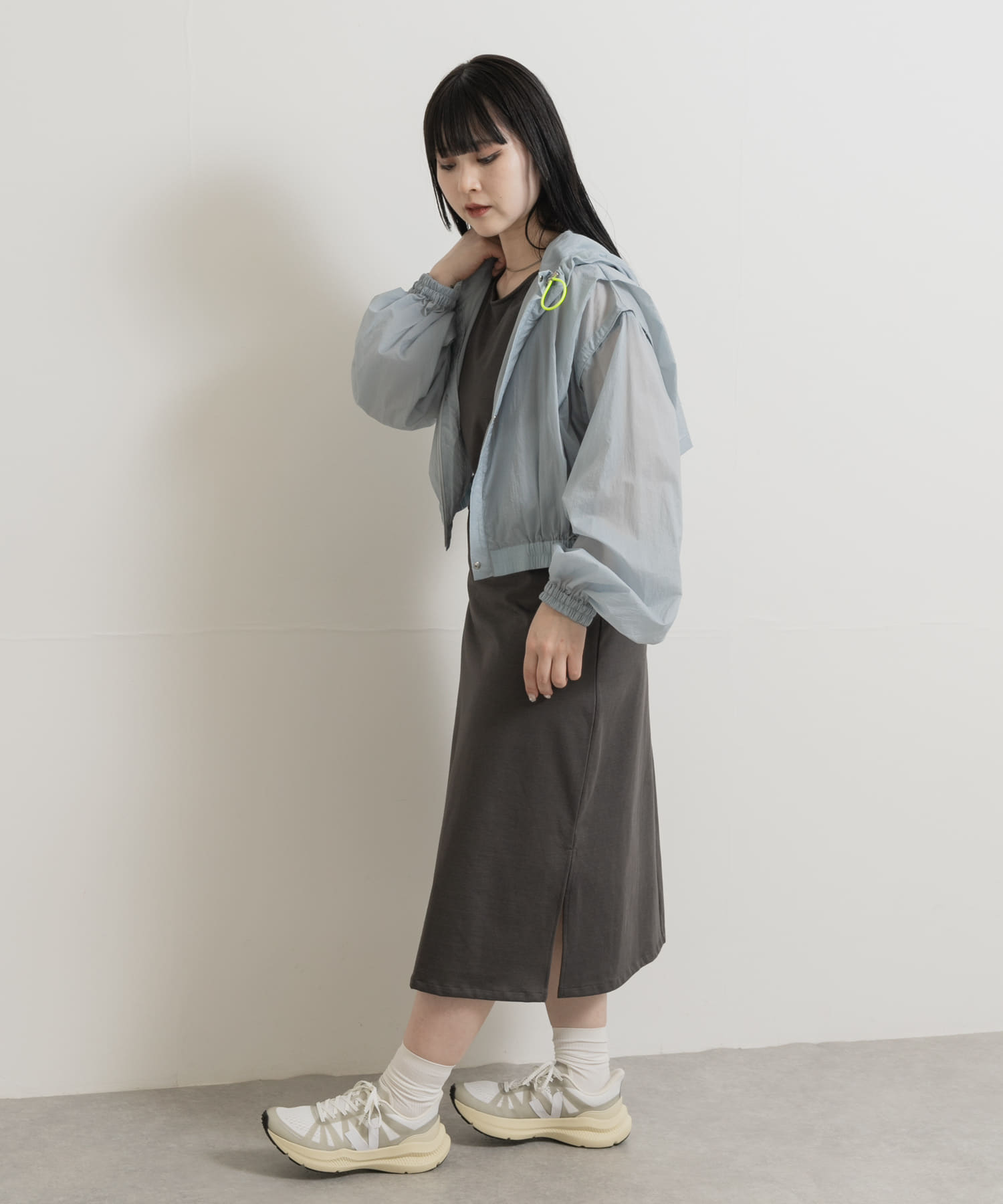 cwtch　2WAY SHEER BLOUSON L.BLUE FREE