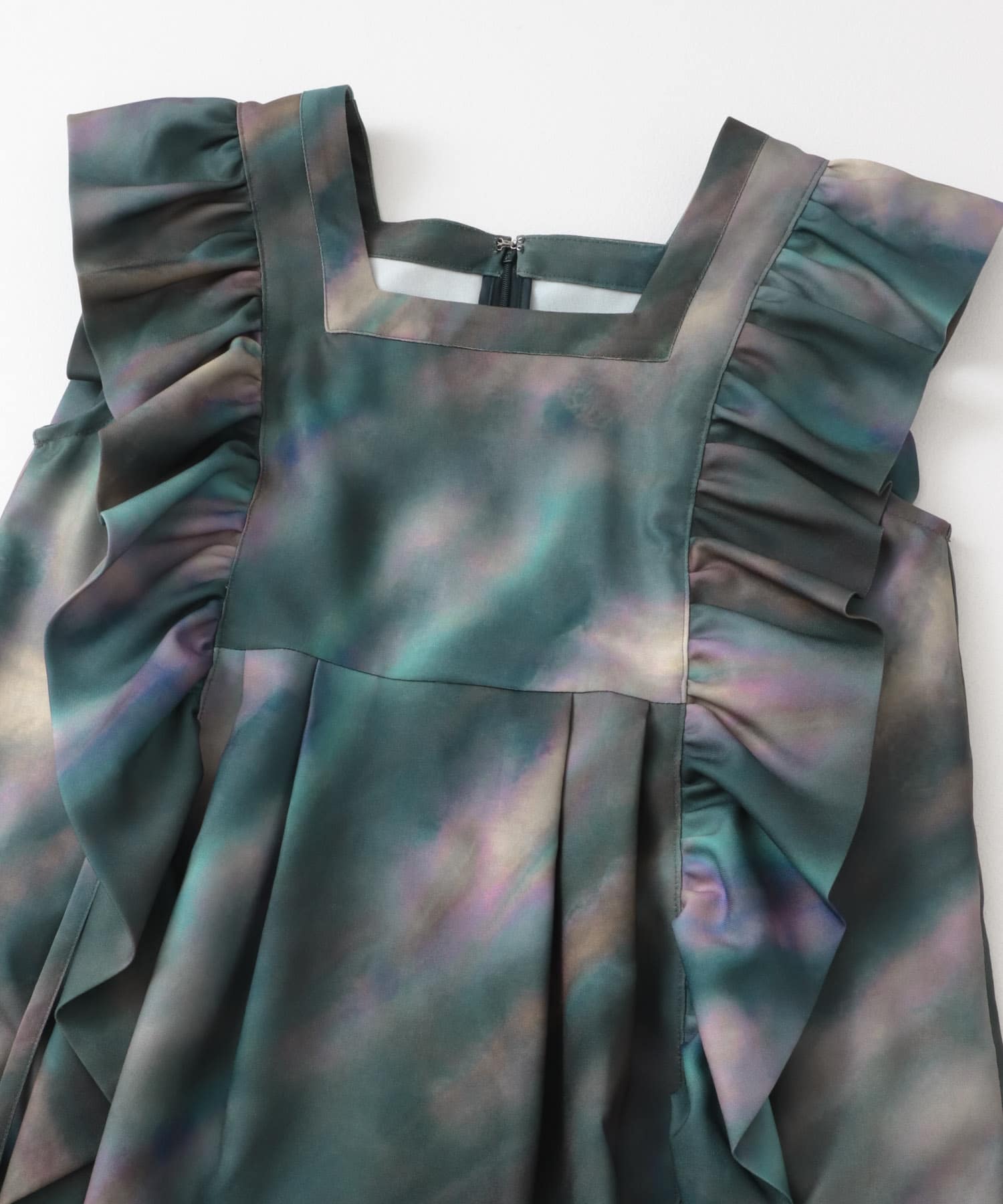 cwtch　PRINT FRILLS TUNIC BLUE FREE