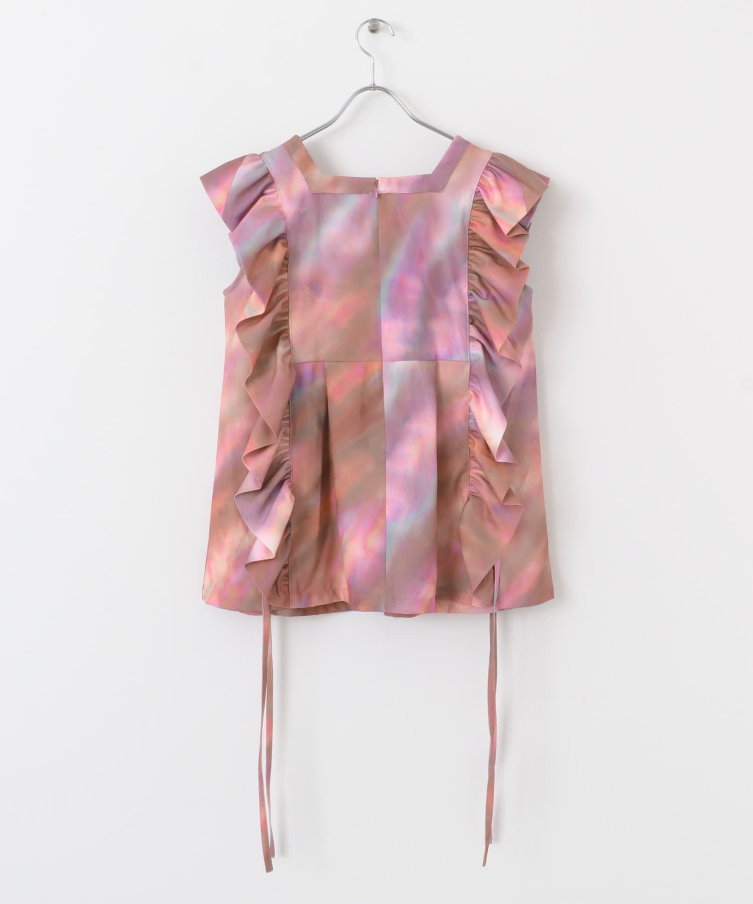 cwtch　PRINT FRILLS TUNIC PINK FREE