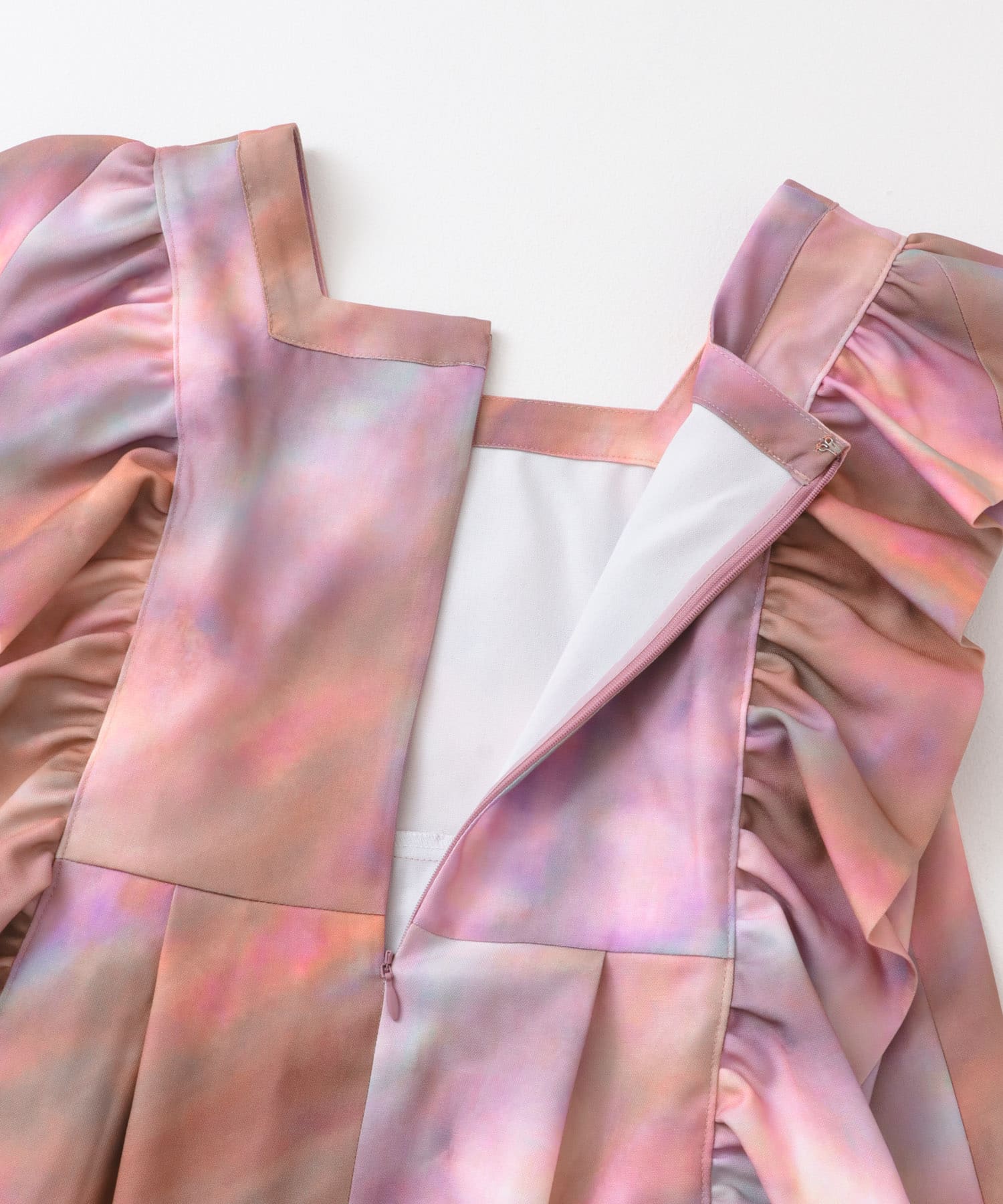 cwtch　PRINT FRILLS TUNIC PINK FREE