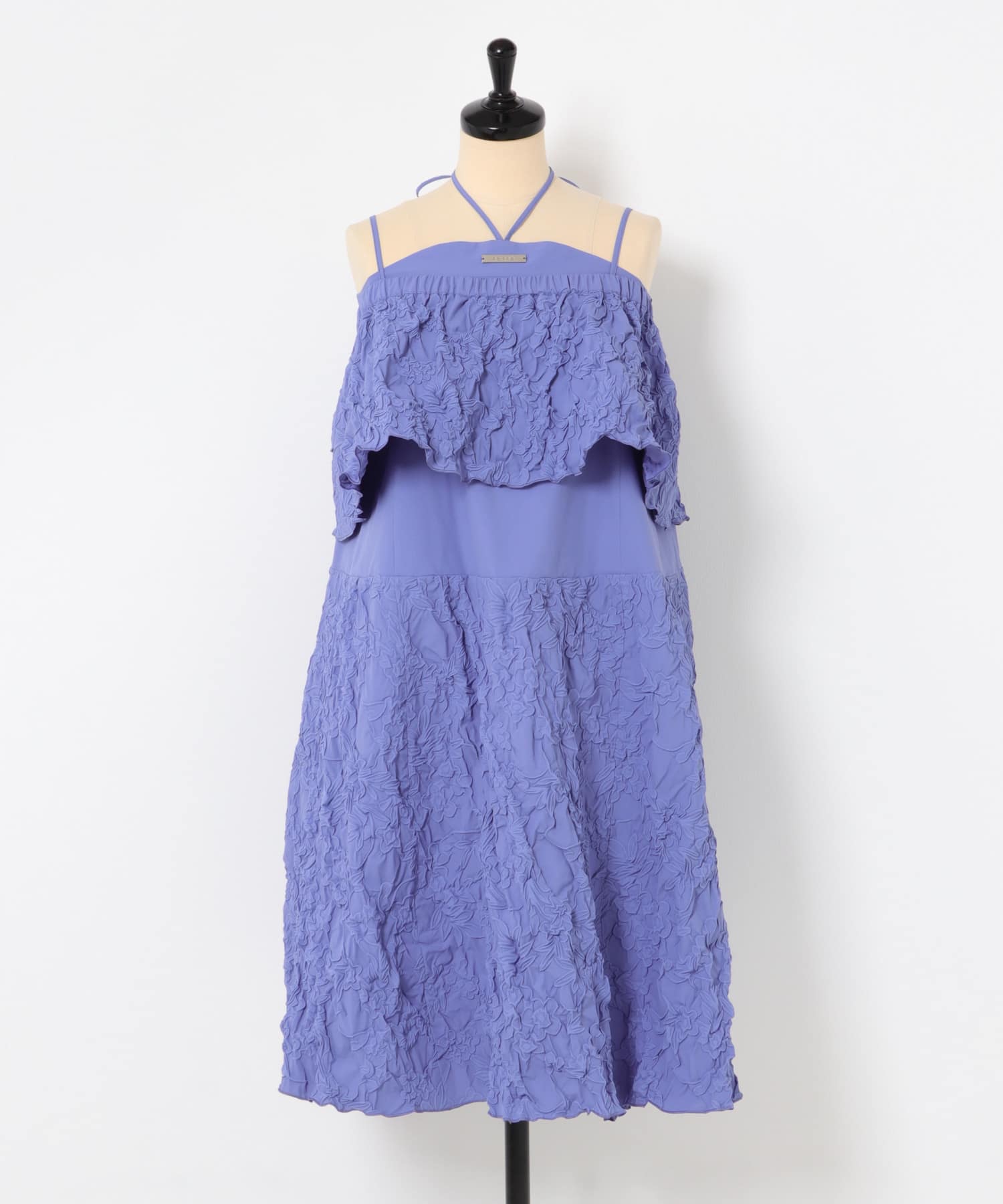 cwtch　SHRINK FLOWER PATTERN ONE-PIECE BLUE one