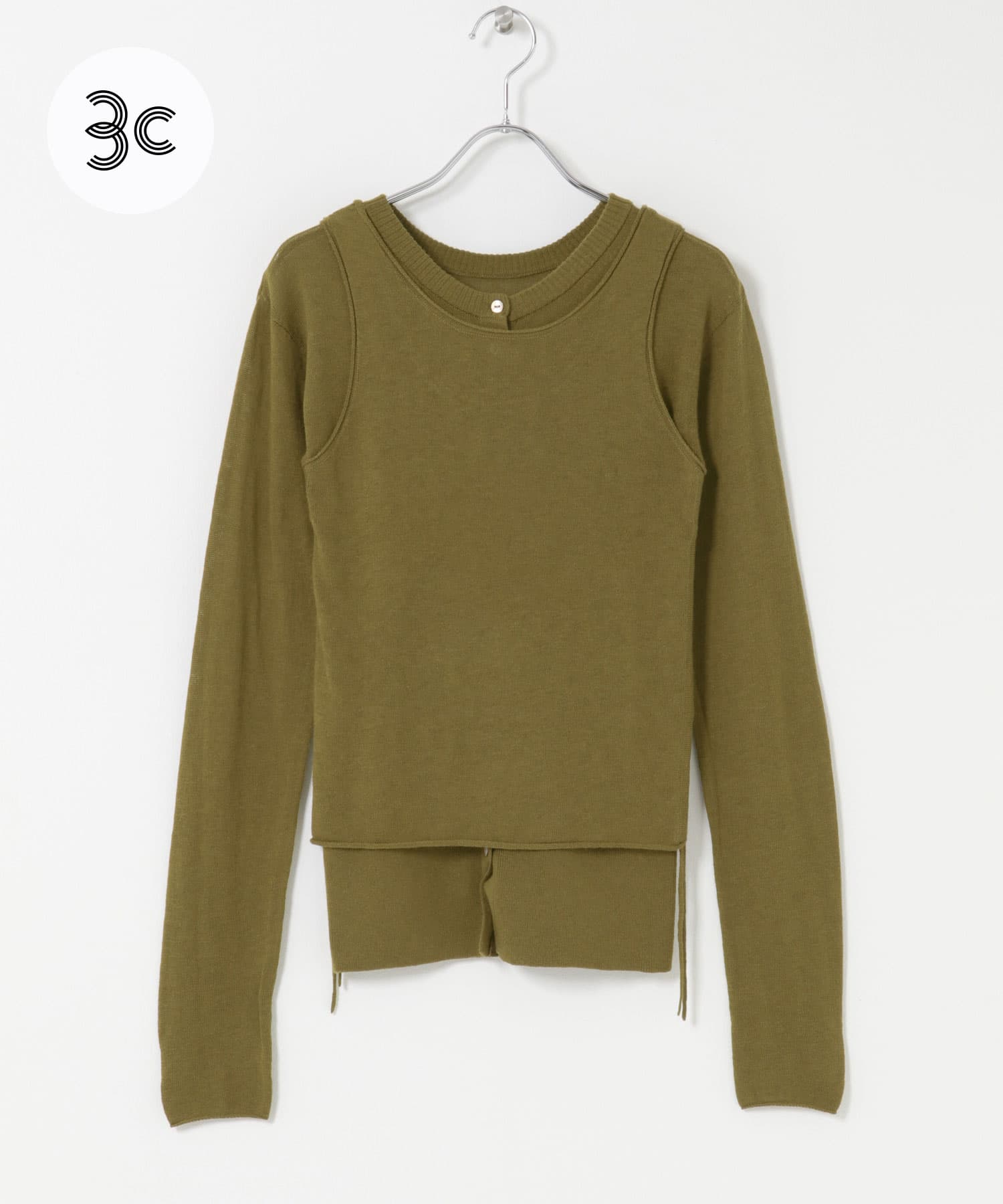 cwtch　LAYERED KNIT TOPS KHAKI Free