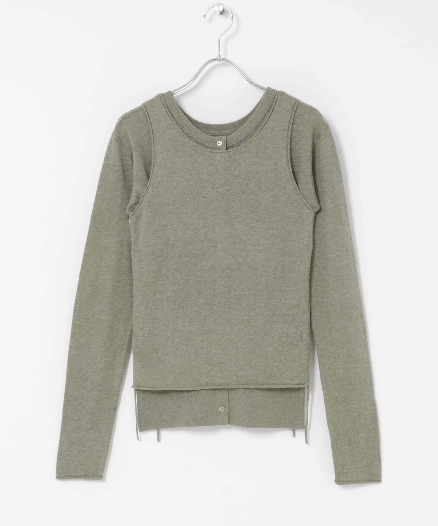 cwtch　LAYERED KNIT TOPS SAGE Free