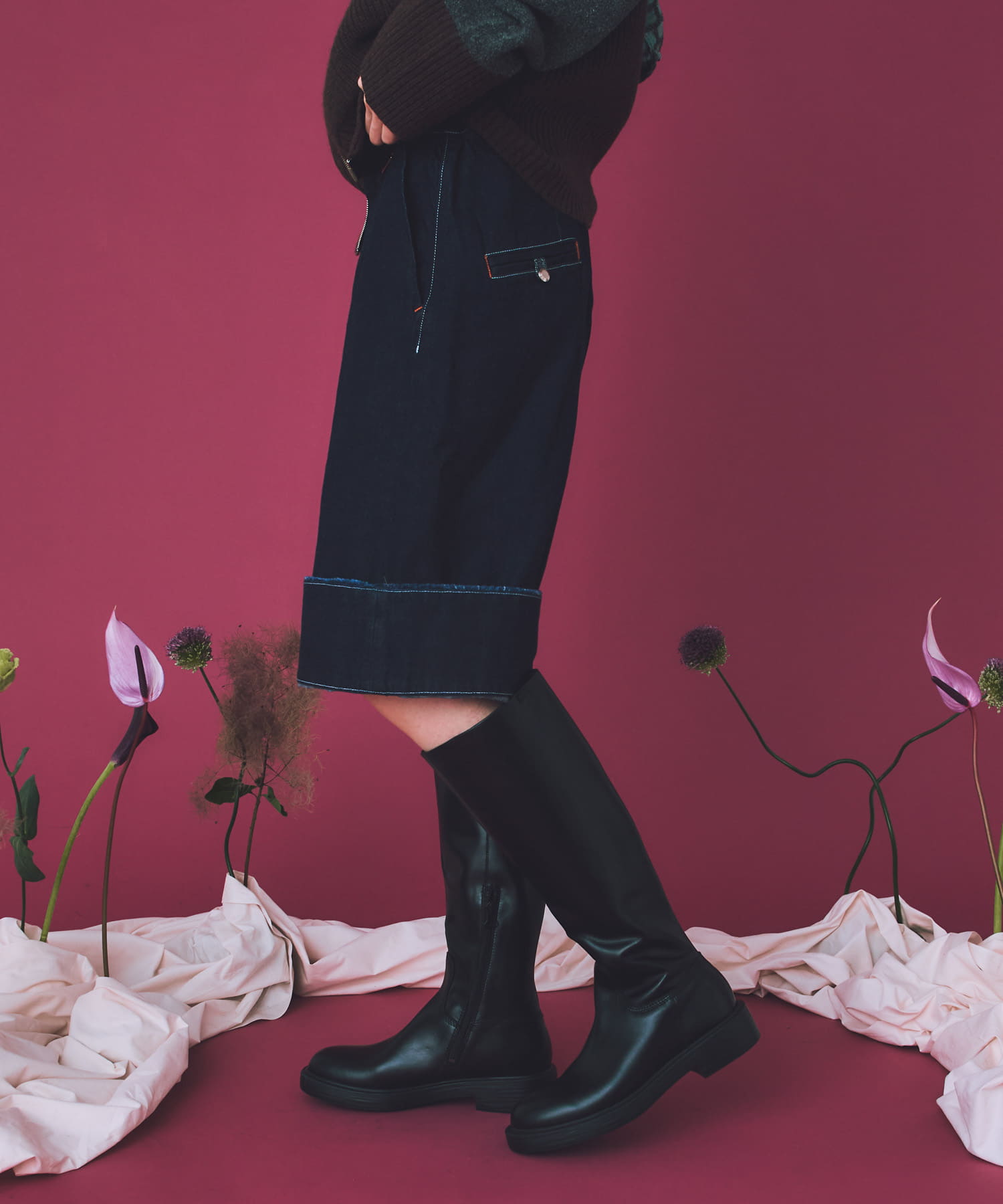 cwtch　ORGANIC DENIM HARF PANTS