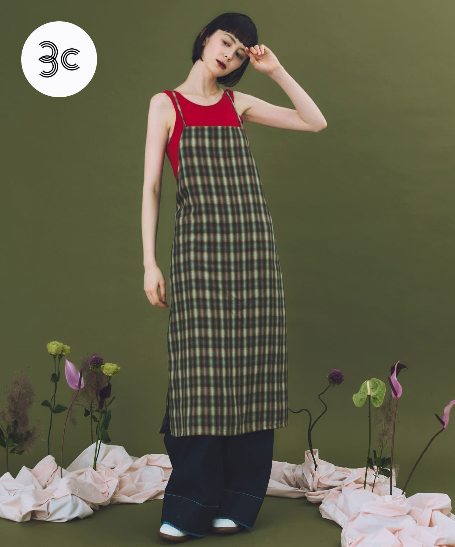 cwtch　CHECK CAMI APRON