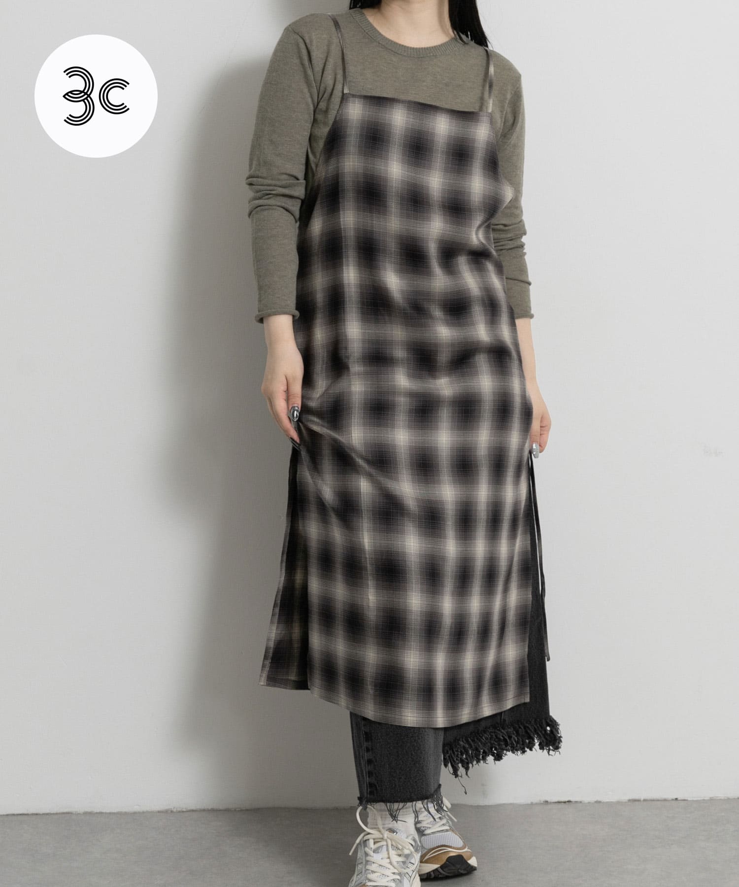 cwtch　CHECK CAMI APRON