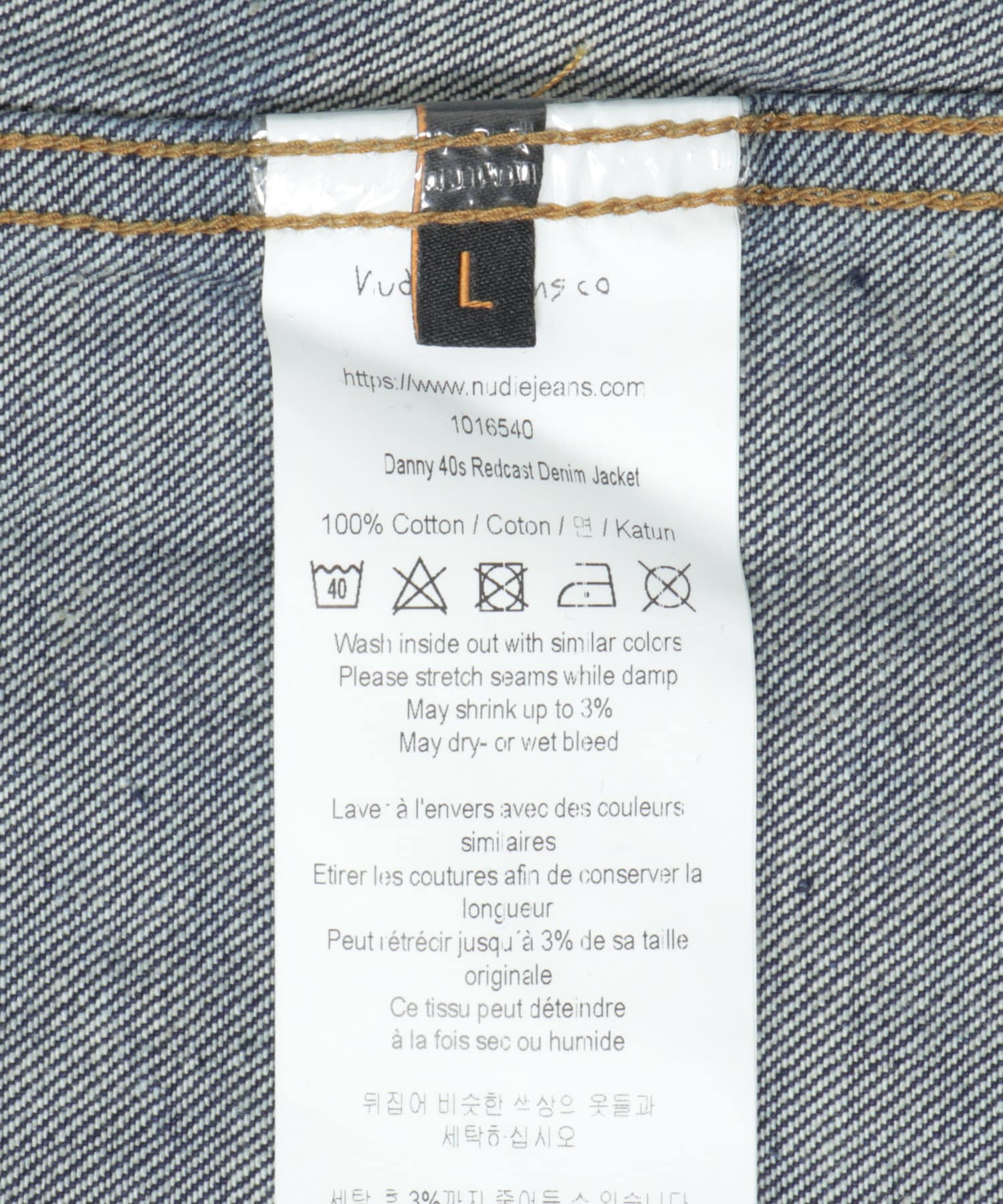 NUDIE JEANS　Danny 40s Redcast DENIM JACKET D.Blue M
