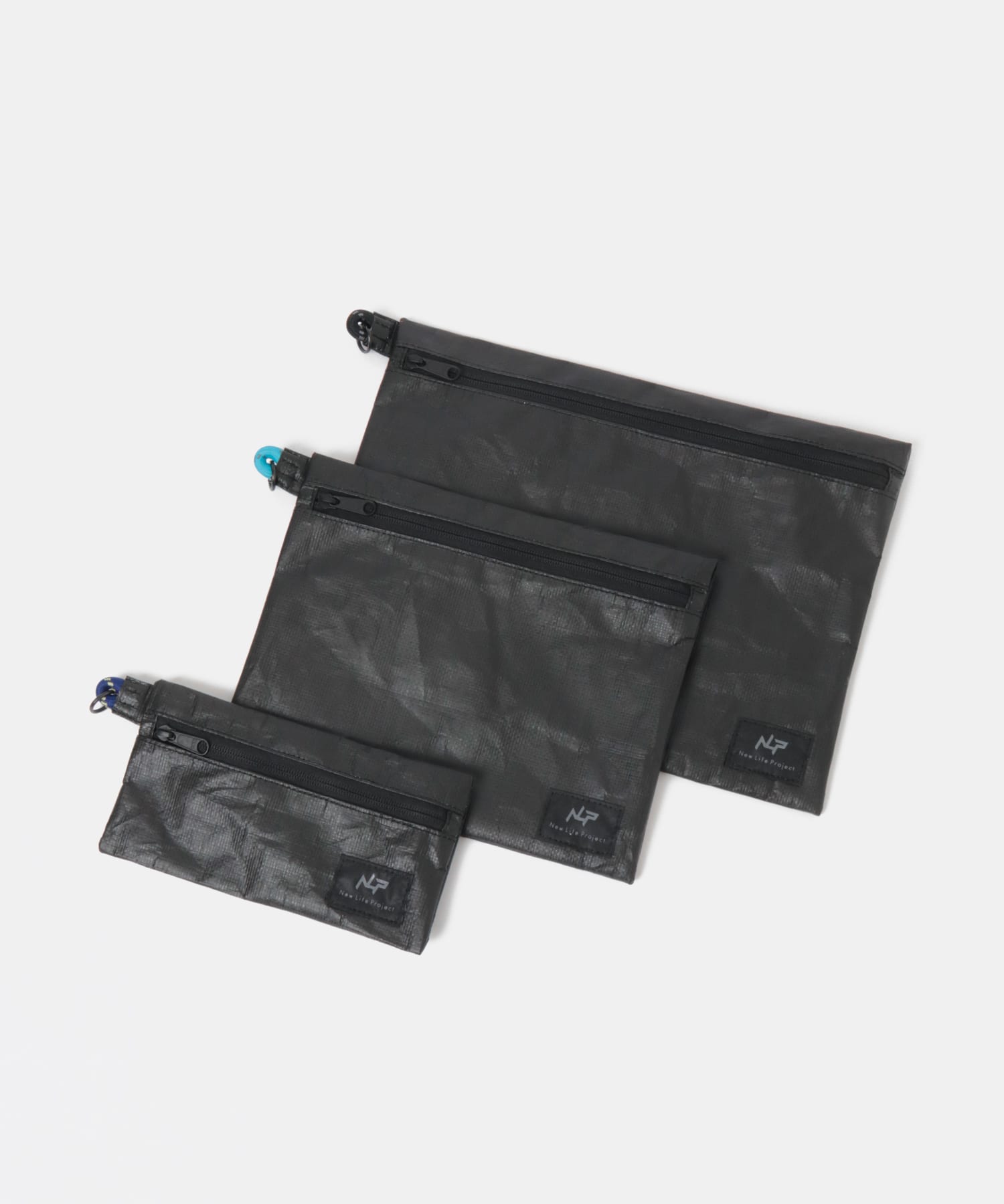 New Life Project　FLAT ZIP POUCH SET BLACK FREE