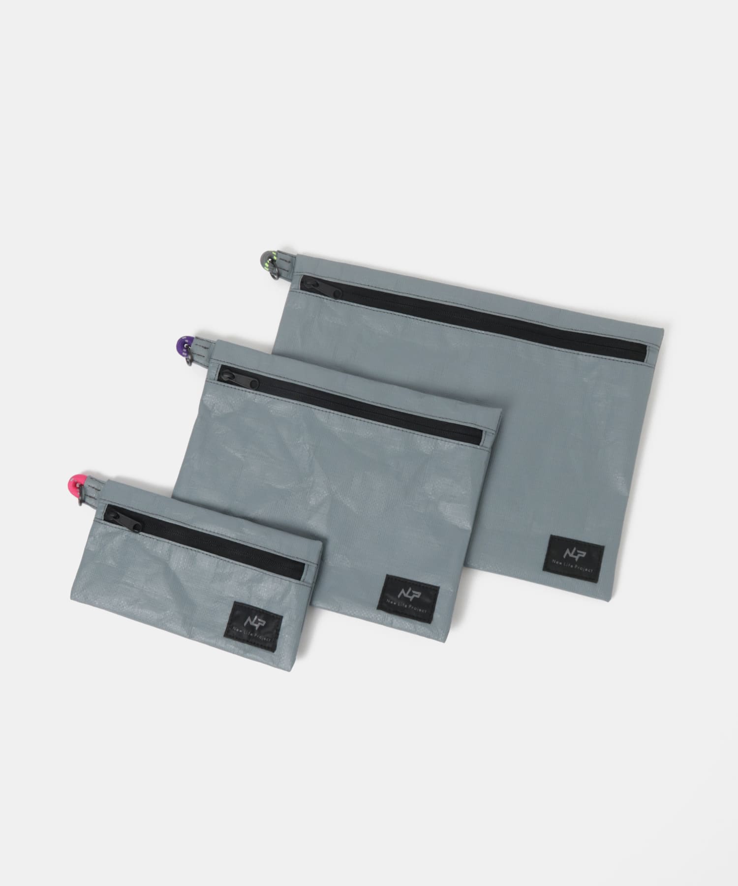 New Life Project　FLAT ZIP POUCH SET GRAY FREE