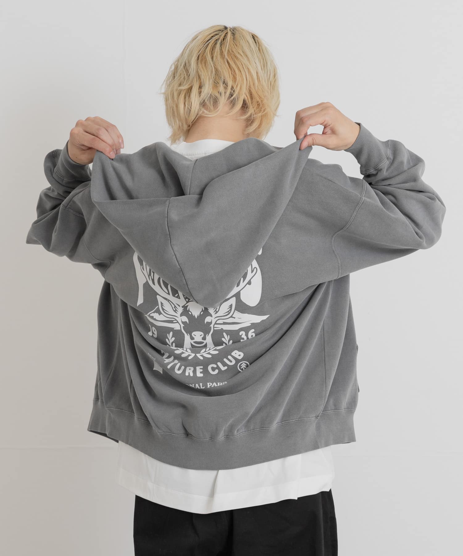 PARKS PROJECT　T/C SWEAT DEER ZIP-UP CHARCOAL M