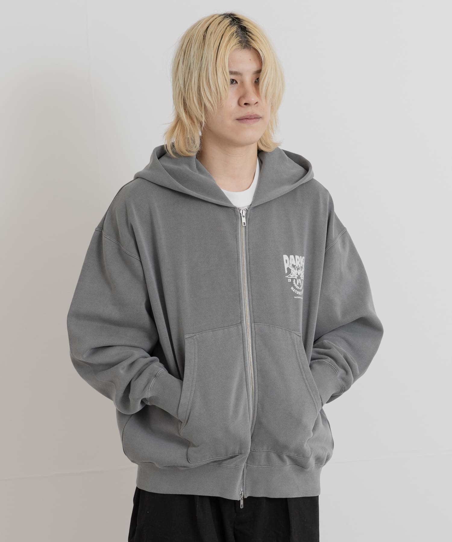 PARKS PROJECT　T/C SWEAT DEER ZIP-UP CHARCOAL M