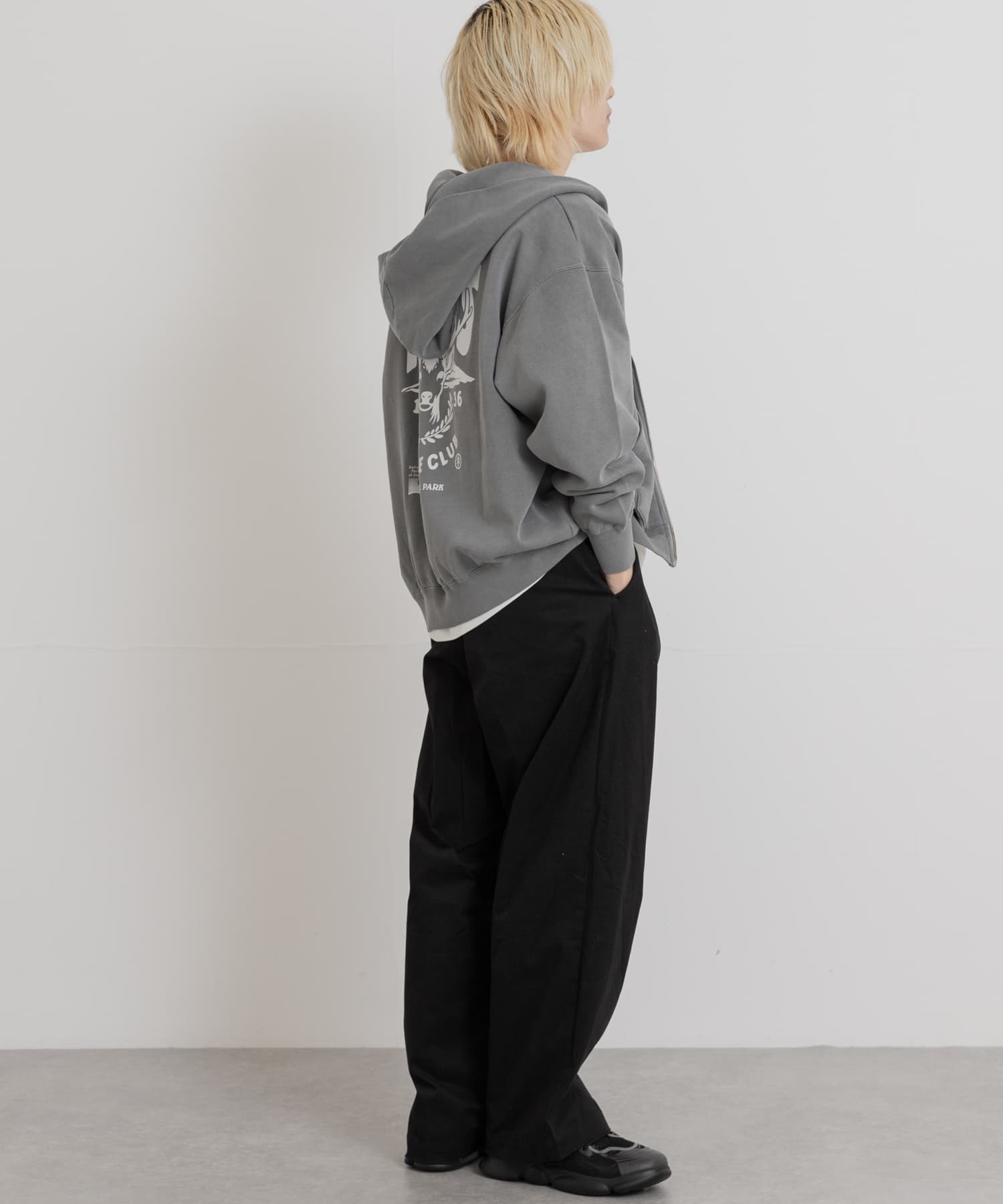 PARKS PROJECT　T/C SWEAT DEER ZIP-UP CHARCOAL M