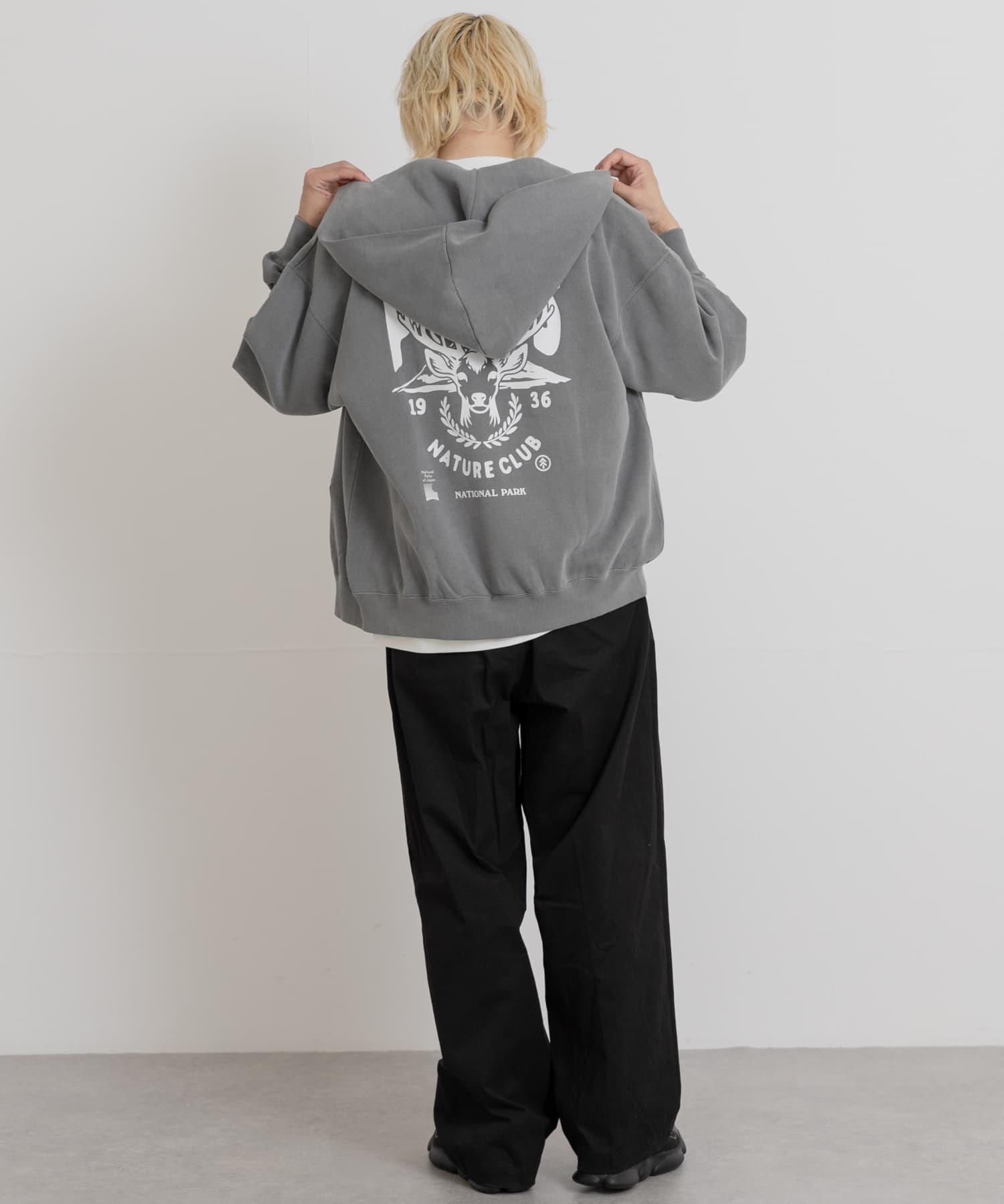 PARKS PROJECT　T/C SWEAT DEER ZIP-UP CHARCOAL L