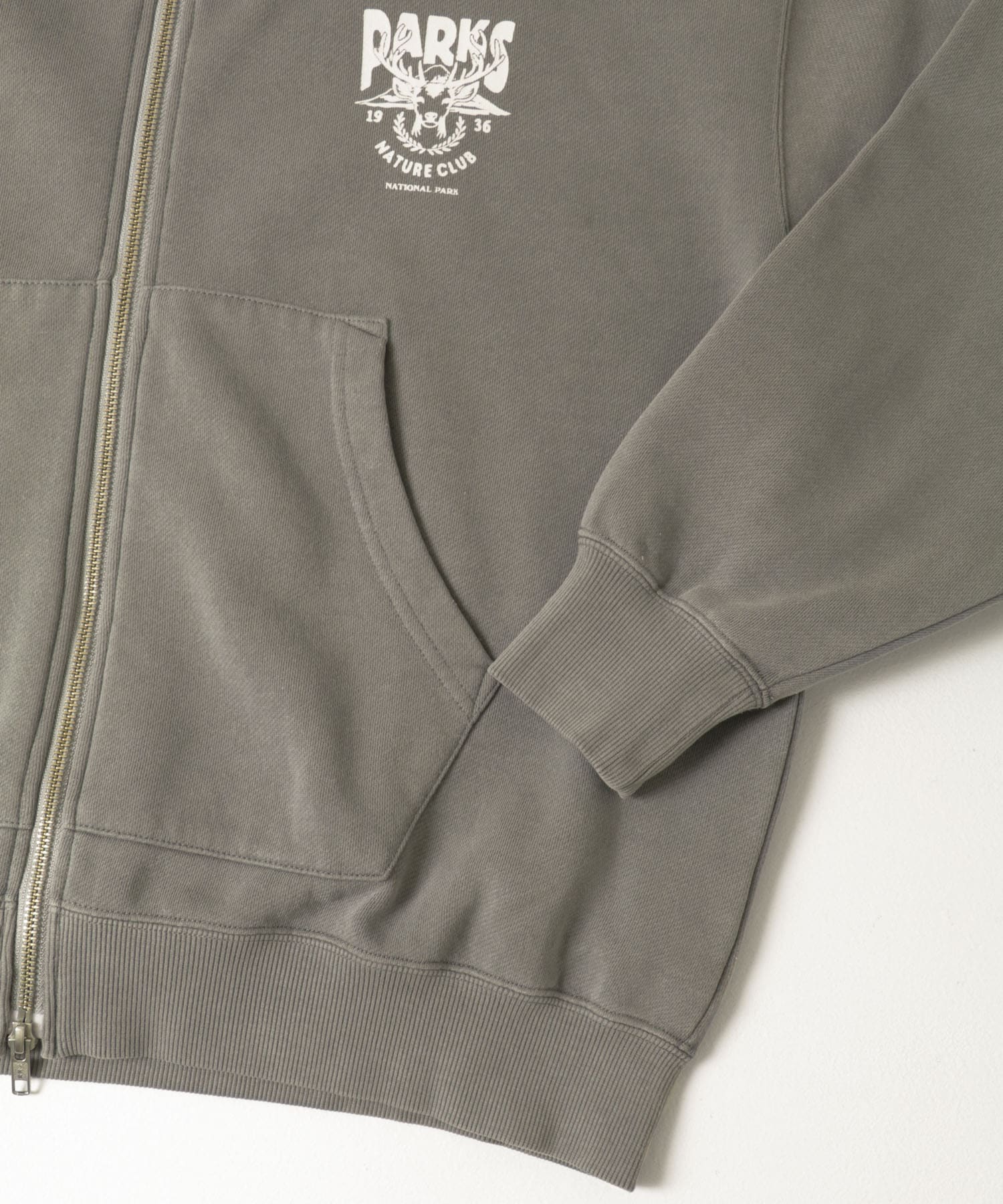 PARKS PROJECT　T/C SWEAT DEER ZIP-UP CHARCOAL M