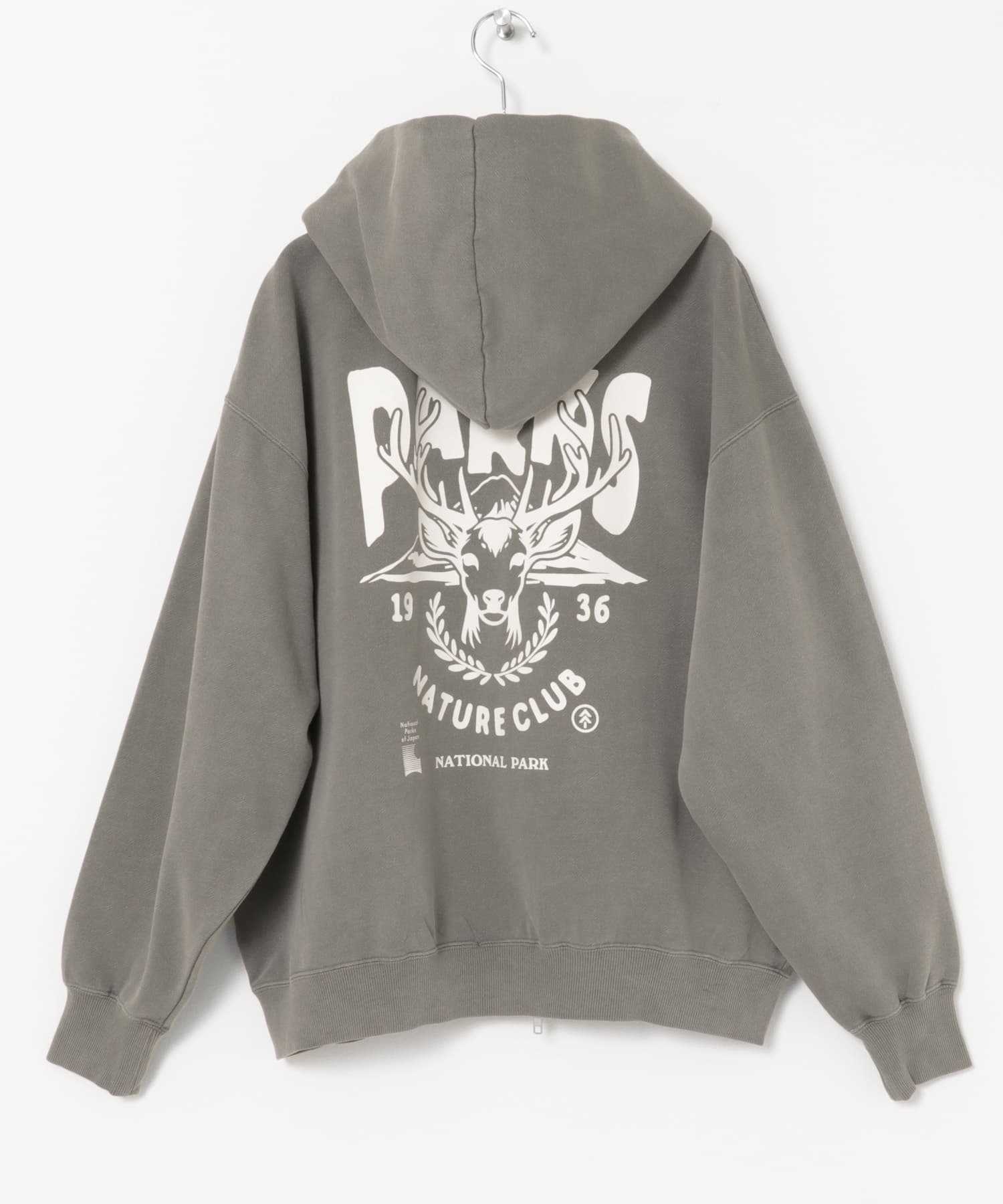 PARKS PROJECT　T/C SWEAT DEER ZIP-UP CHARCOAL M