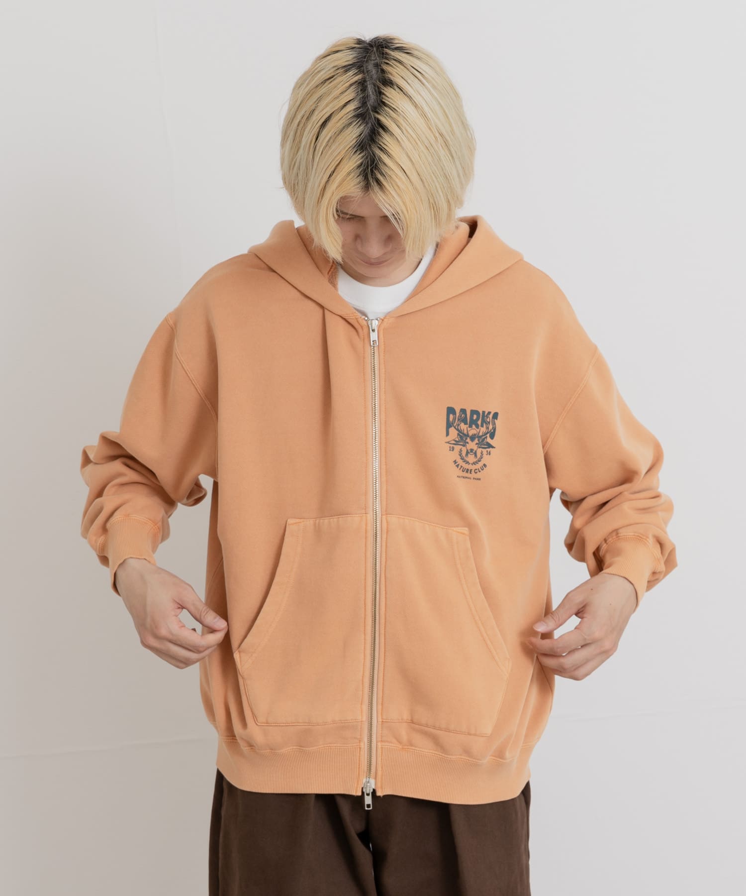 PARKS PROJECT　T/C SWEAT DEER ZIP-UP ORANGE M