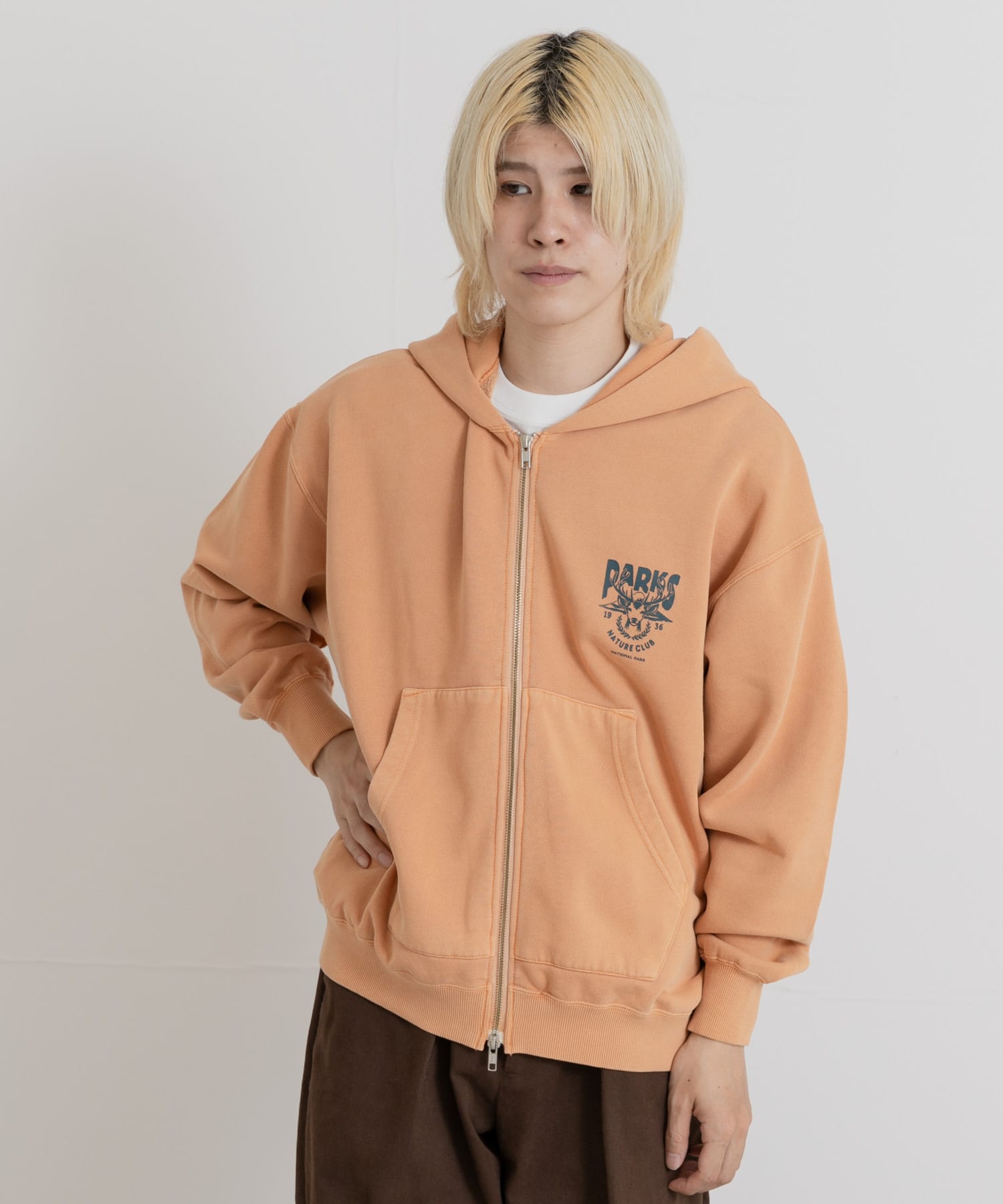 PARKS PROJECT　T/C SWEAT DEER ZIP-UP ORANGE M