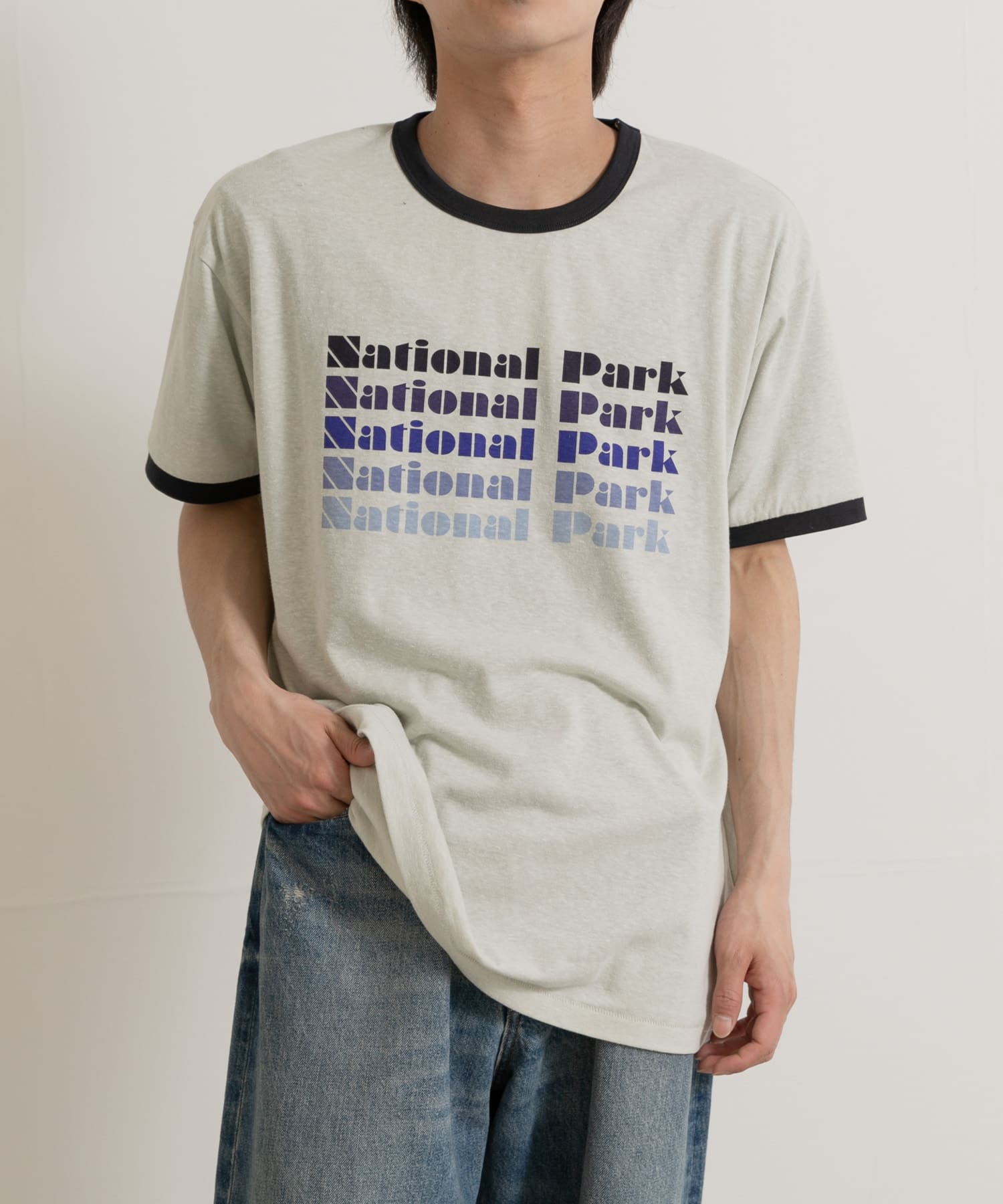 PARKS PROJECT Gradation Print Ringer S/S Tee(S L.GREEN): トップス