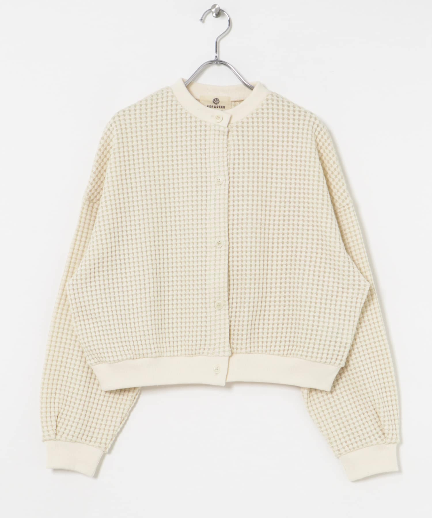 SEAGREEN　BIG WAFFLE CARDIGAN CREAM 1