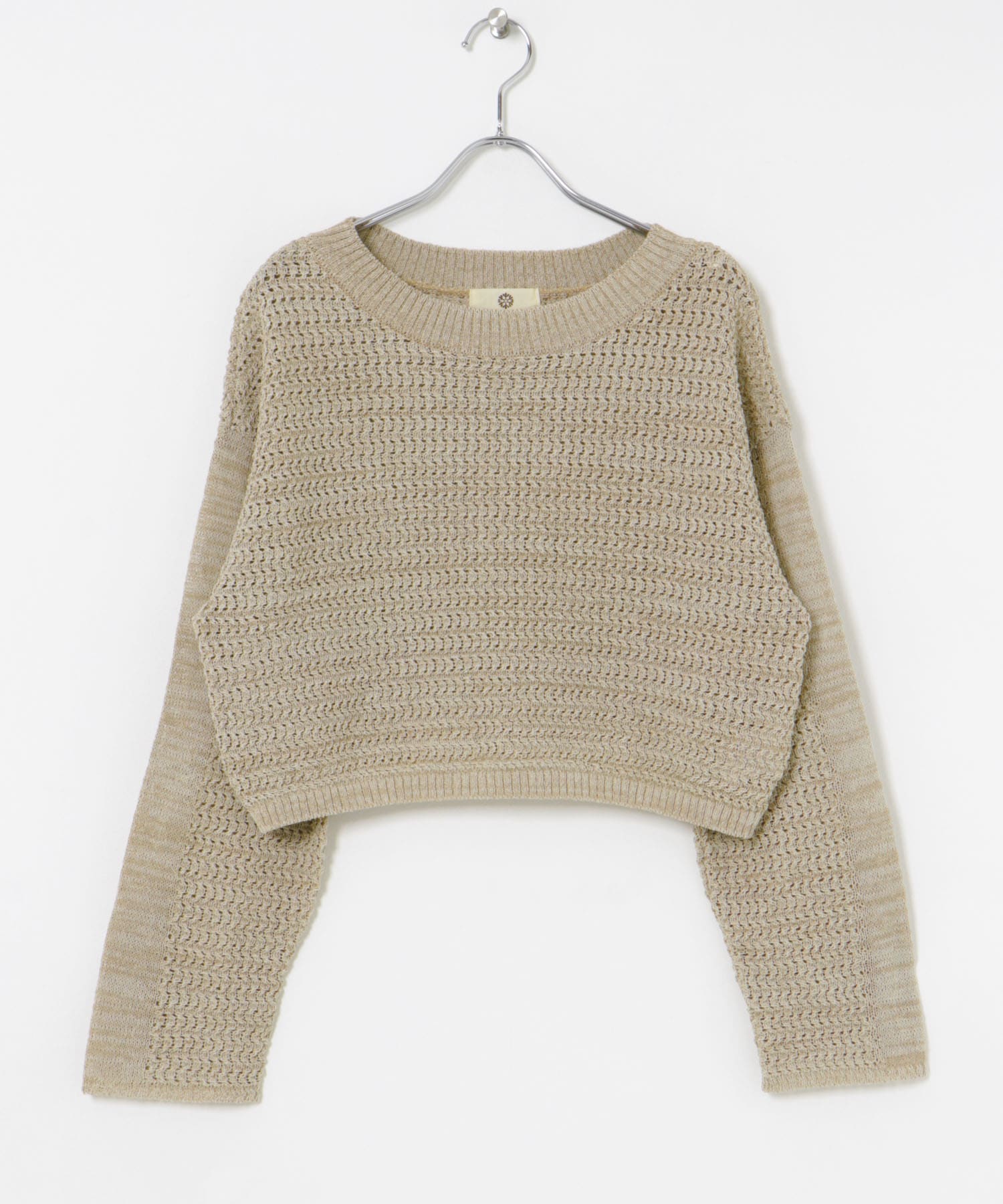 SEAGREEN　PAPER KNIT MELANGE PULLOVER BEIGE FREE