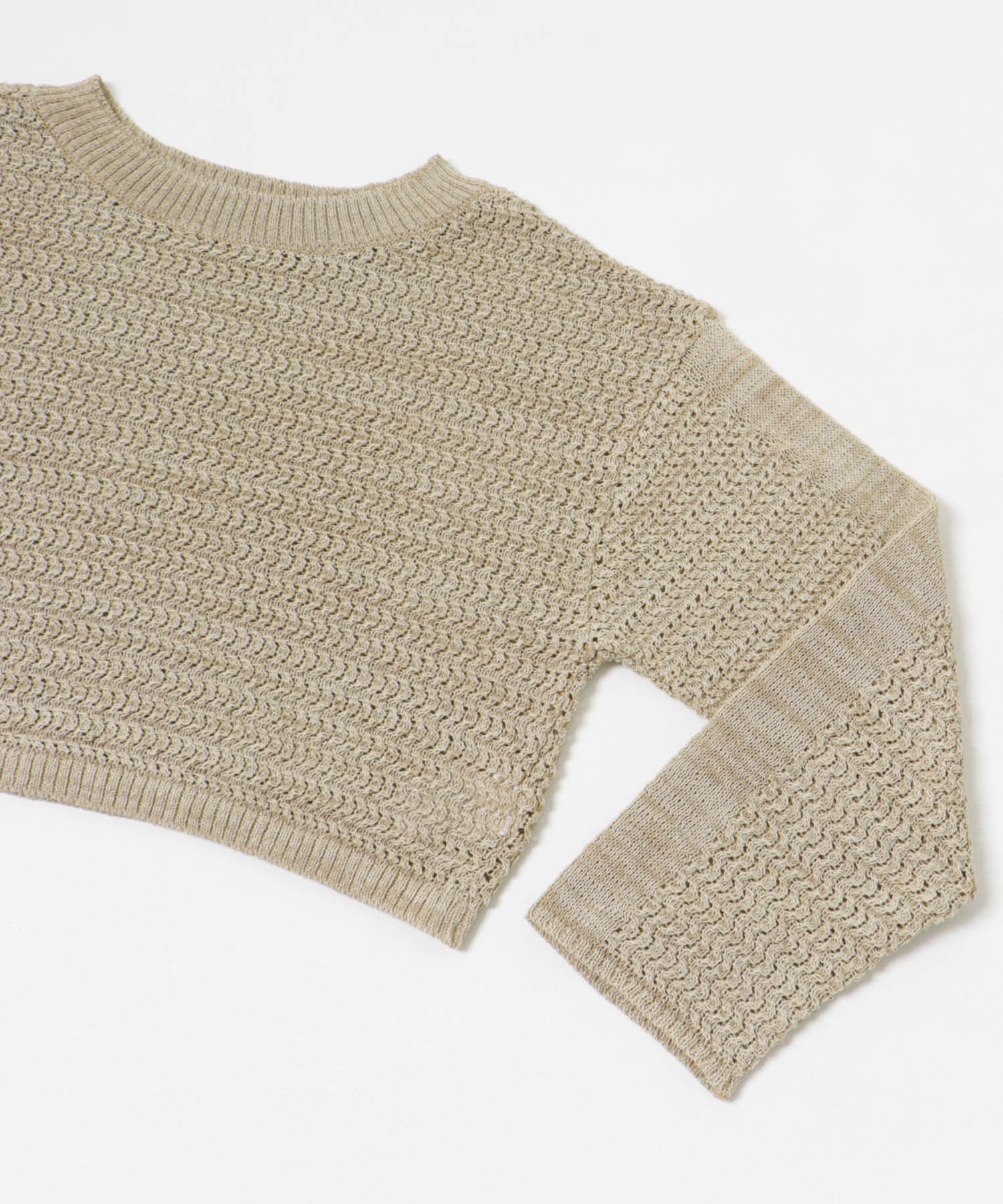 SEAGREEN　PAPER KNIT MELANGE PULLOVER BEIGE FREE