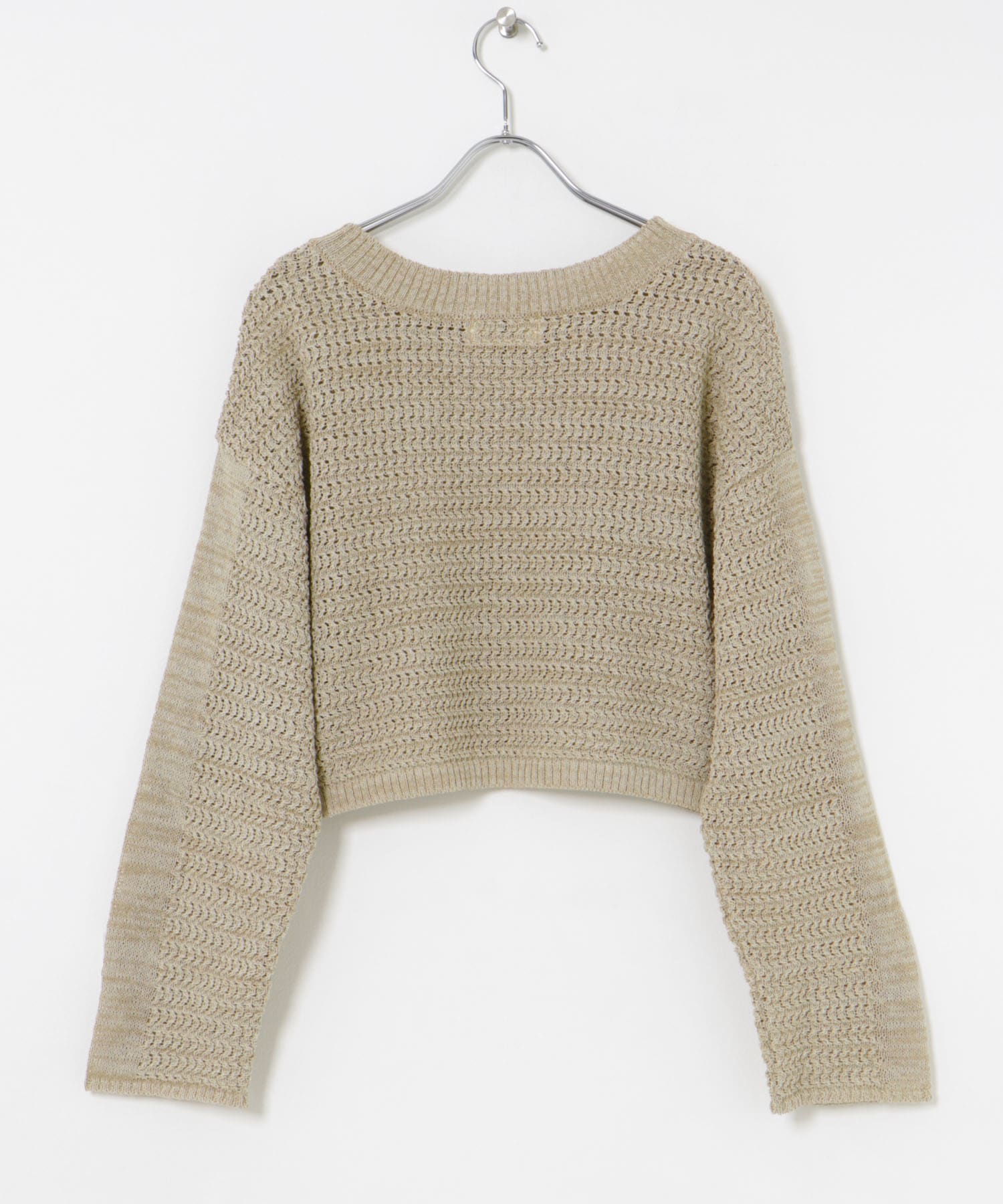 SEAGREEN　PAPER KNIT MELANGE PULLOVER BEIGE FREE