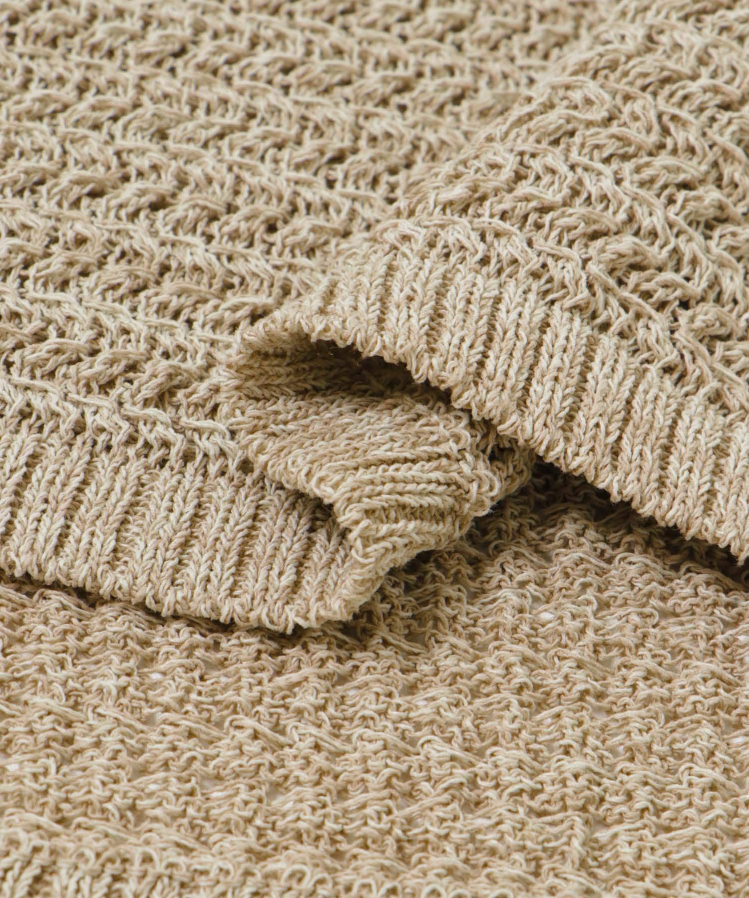 SEAGREEN　PAPER KNIT MELANGE PULLOVER BEIGE FREE