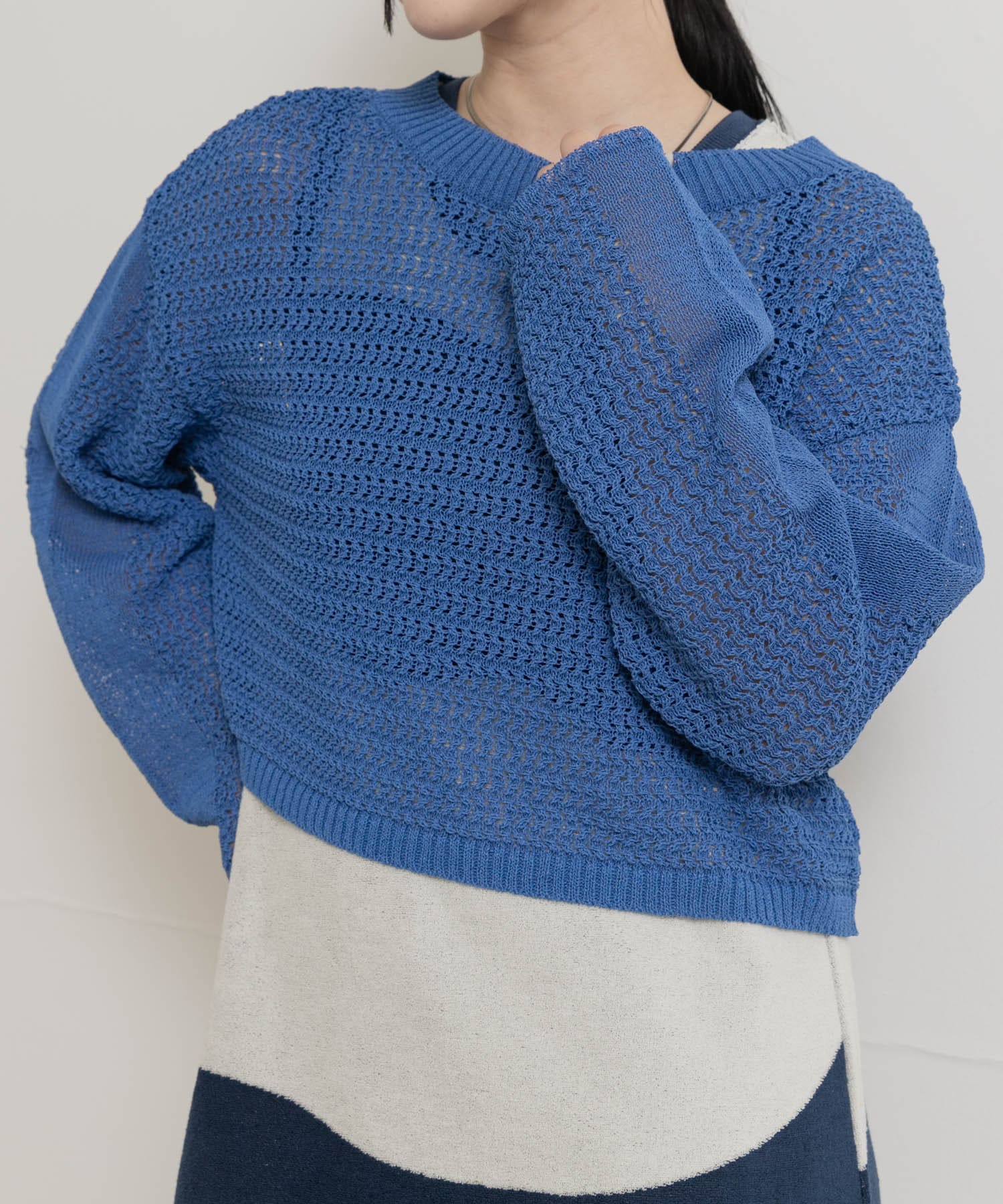 SEAGREEN　PAPER KNIT MELANGE PULLOVER