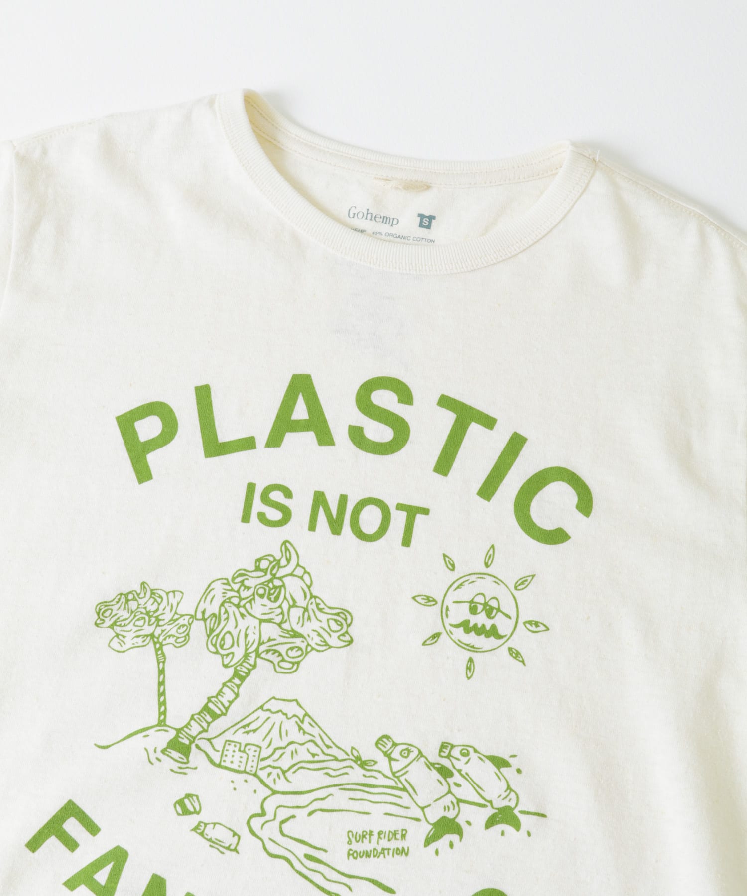 SURFRIDER FOUNDATION　SFJxGOHEMP Message T-Shirts off S