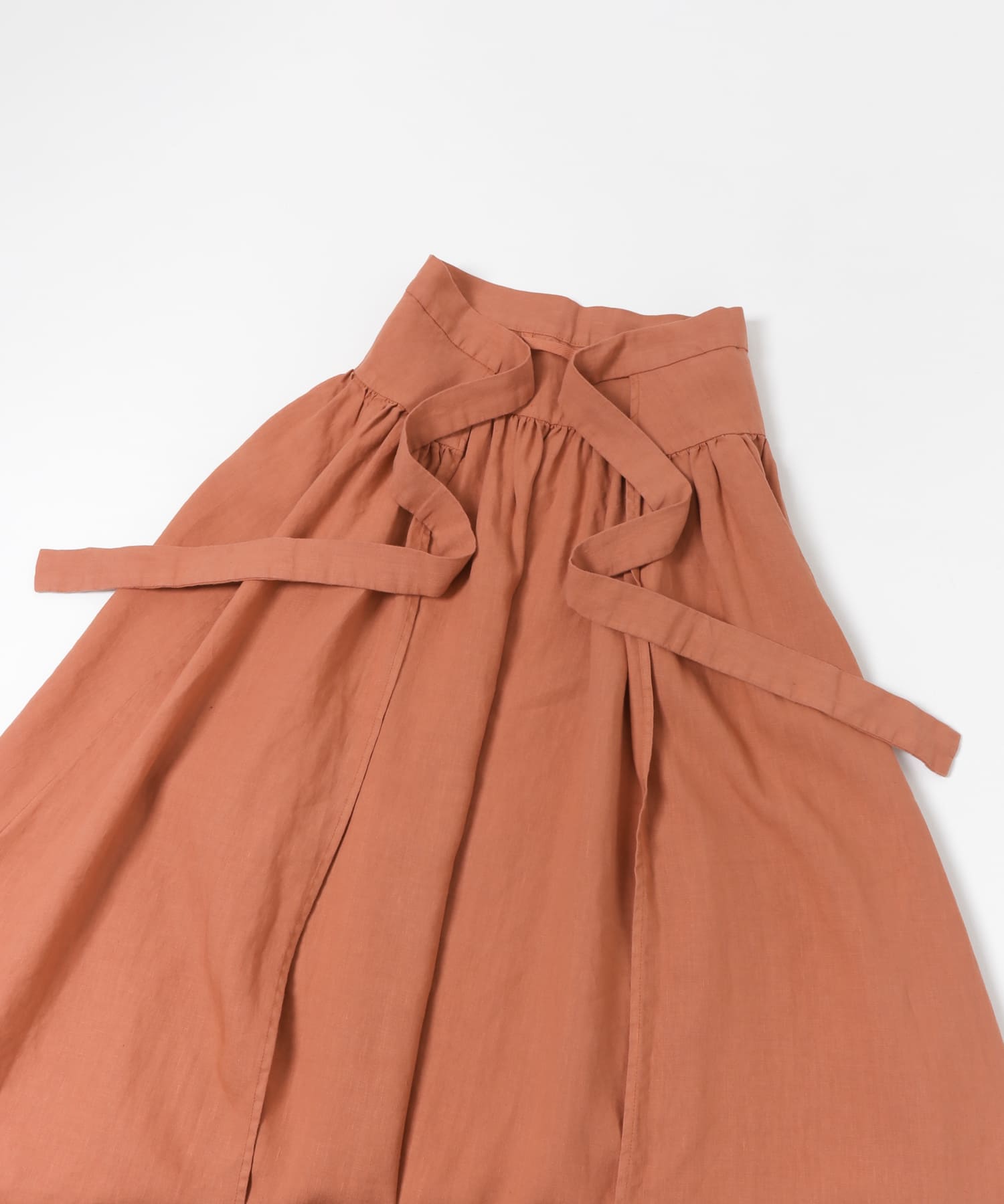 kortrijk linen　Gather Skirt Apron terracotta FREE
