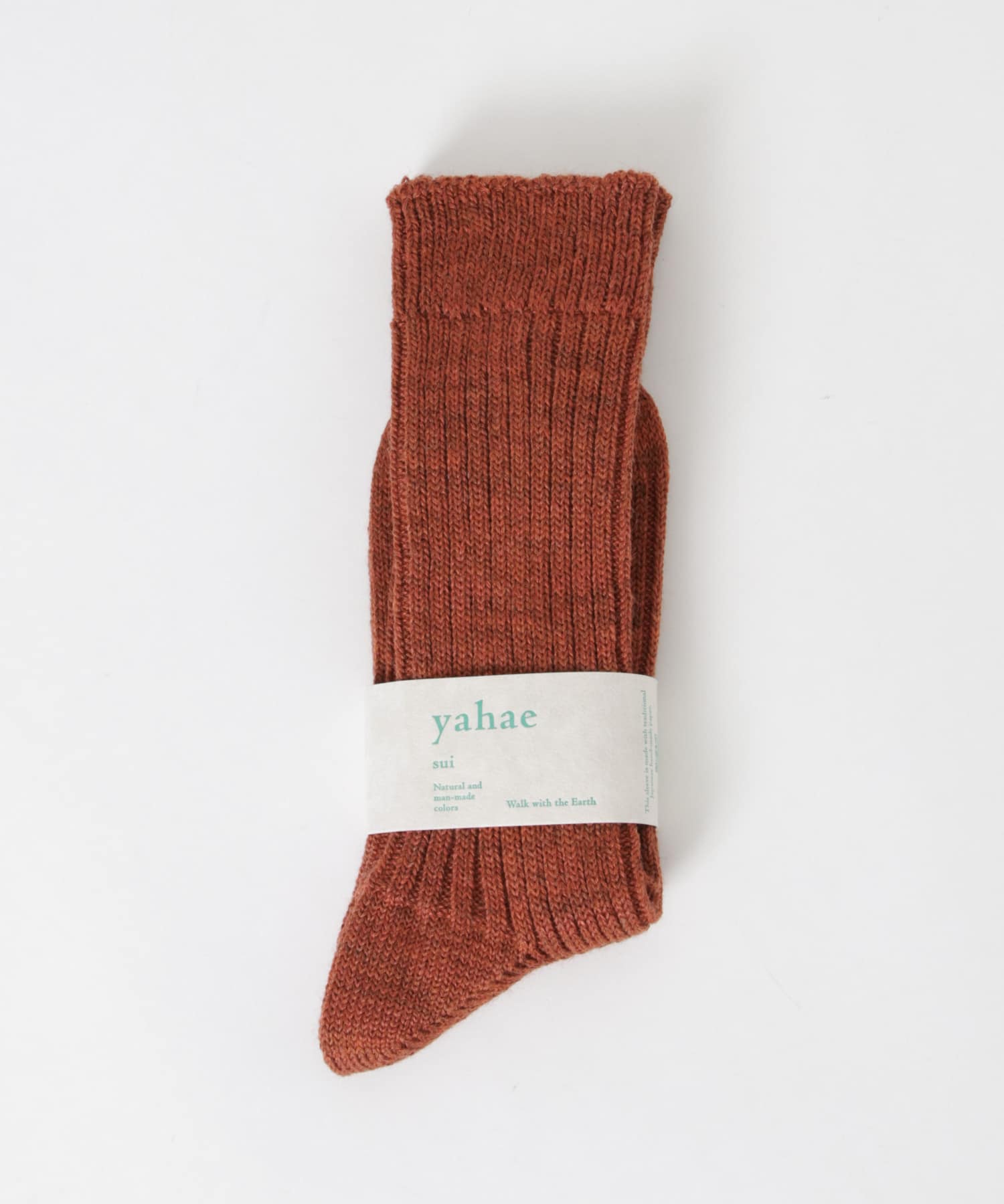 YAHAE　Linen Wool Ribbed Socks 12.BRN S