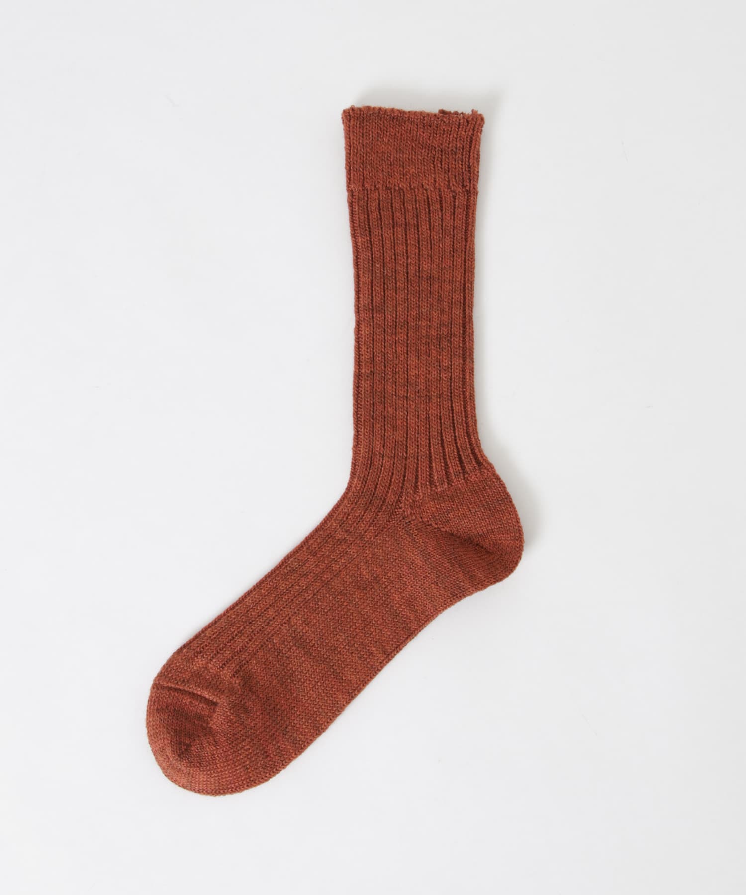 YAHAE　Linen Wool Ribbed Socks 12.BRN S
